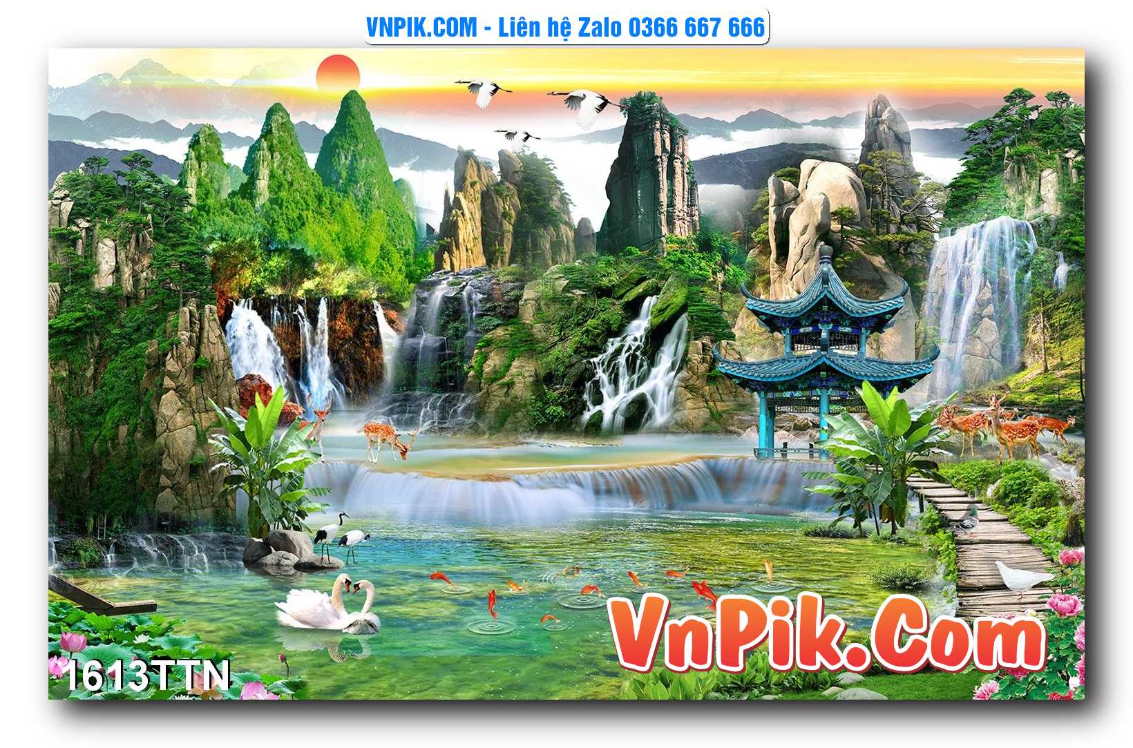 Tranh thác nước – Tranh phong thủy – Tranh treo tường mã 1613TTN