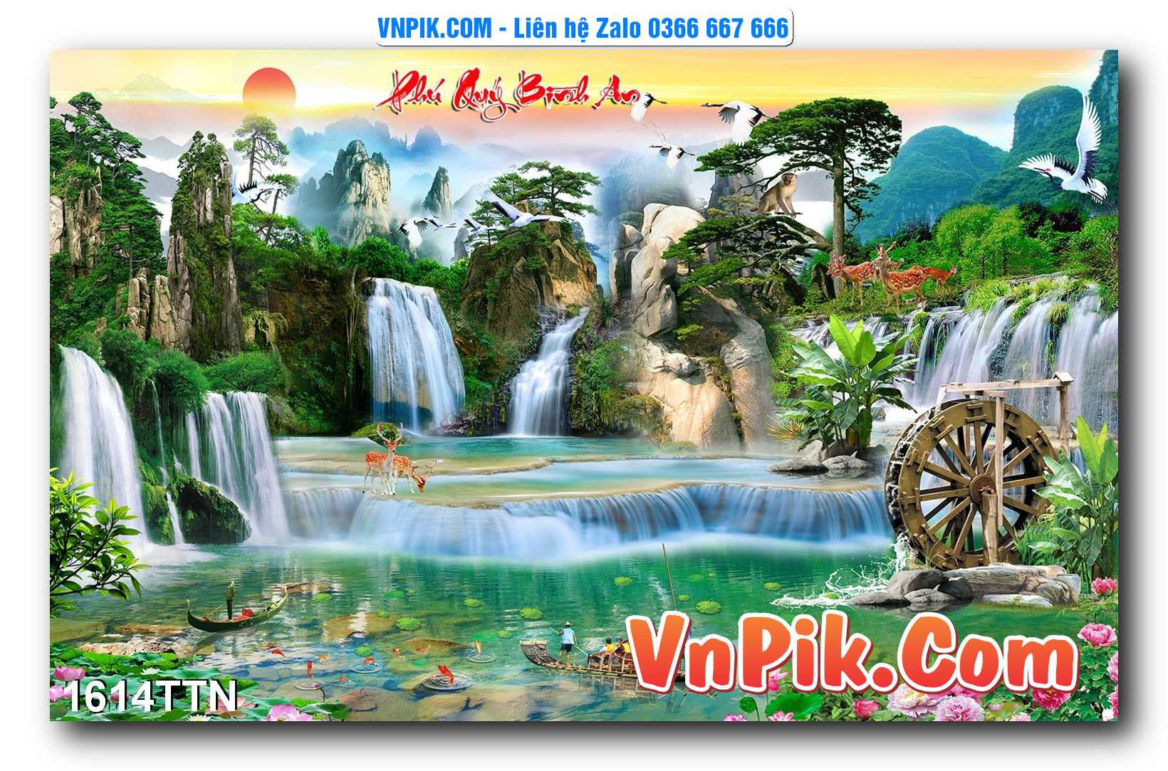 Tranh thác nước – Tranh phong thủy – Tranh treo tường mã 1614TTN