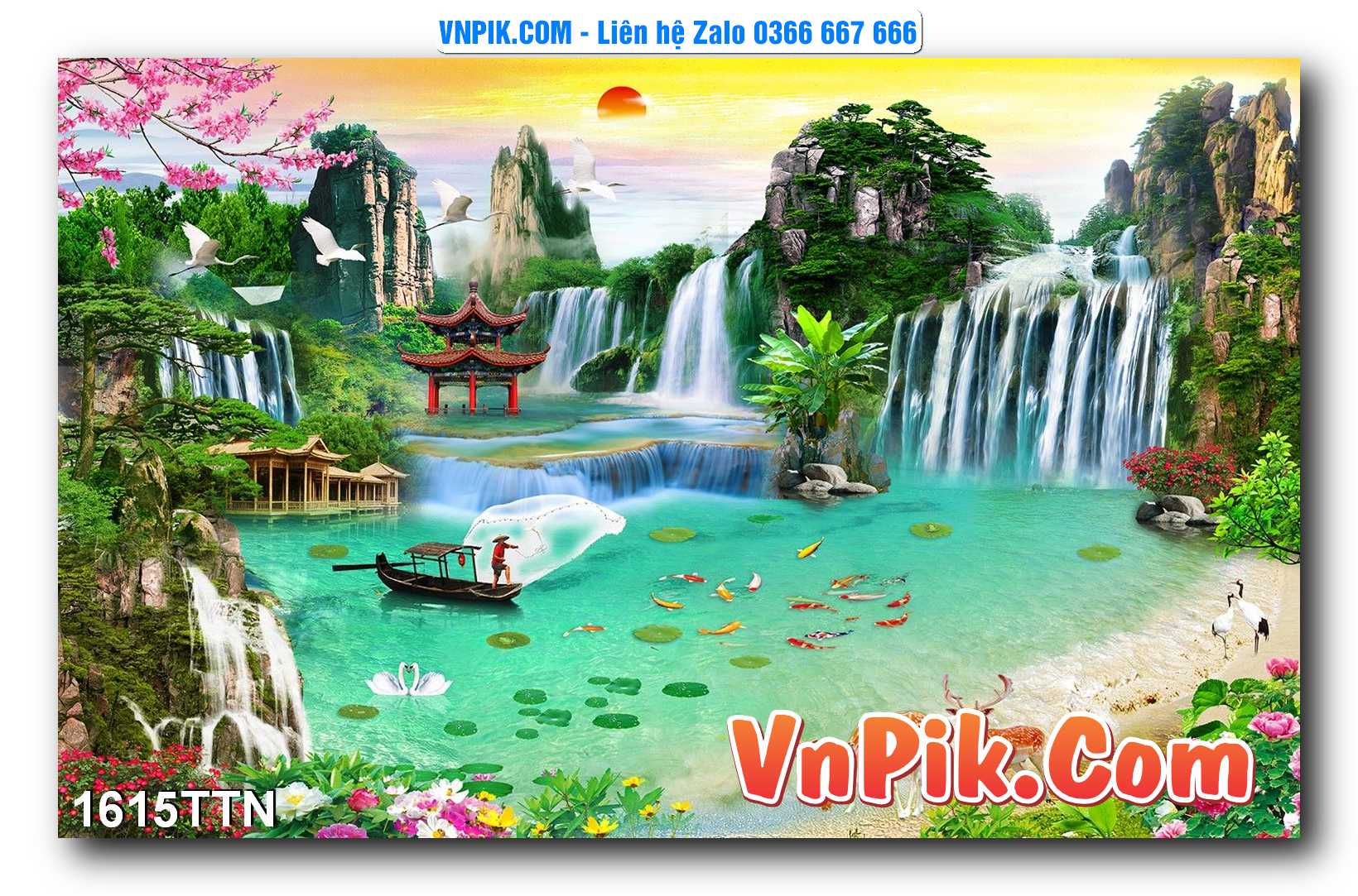 Tranh thác nước – Tranh phong thủy – Tranh treo tường mã 1615TTN