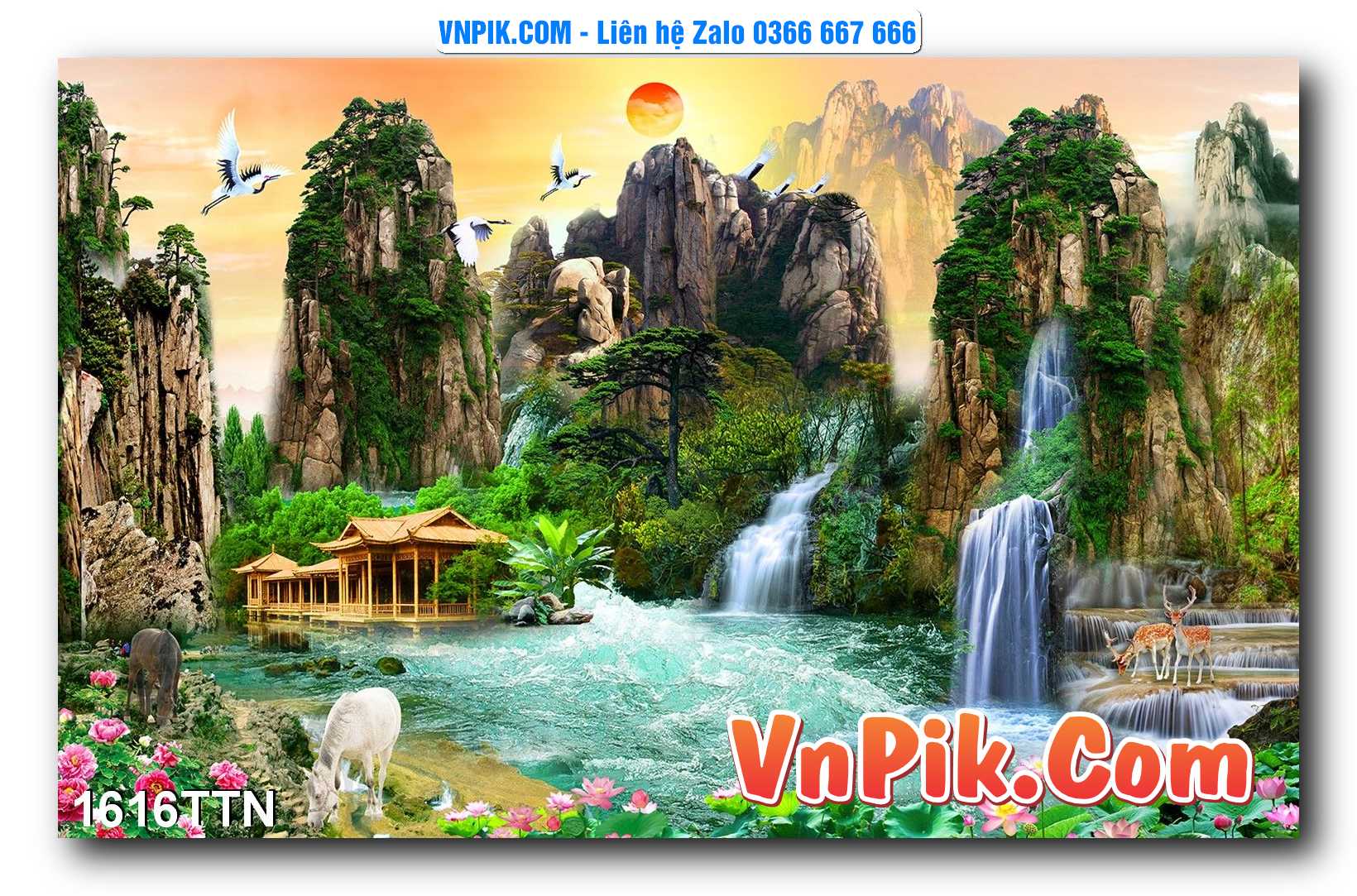 Tranh thác nước – Tranh phong thủy – Tranh treo tường mã 1616TTN