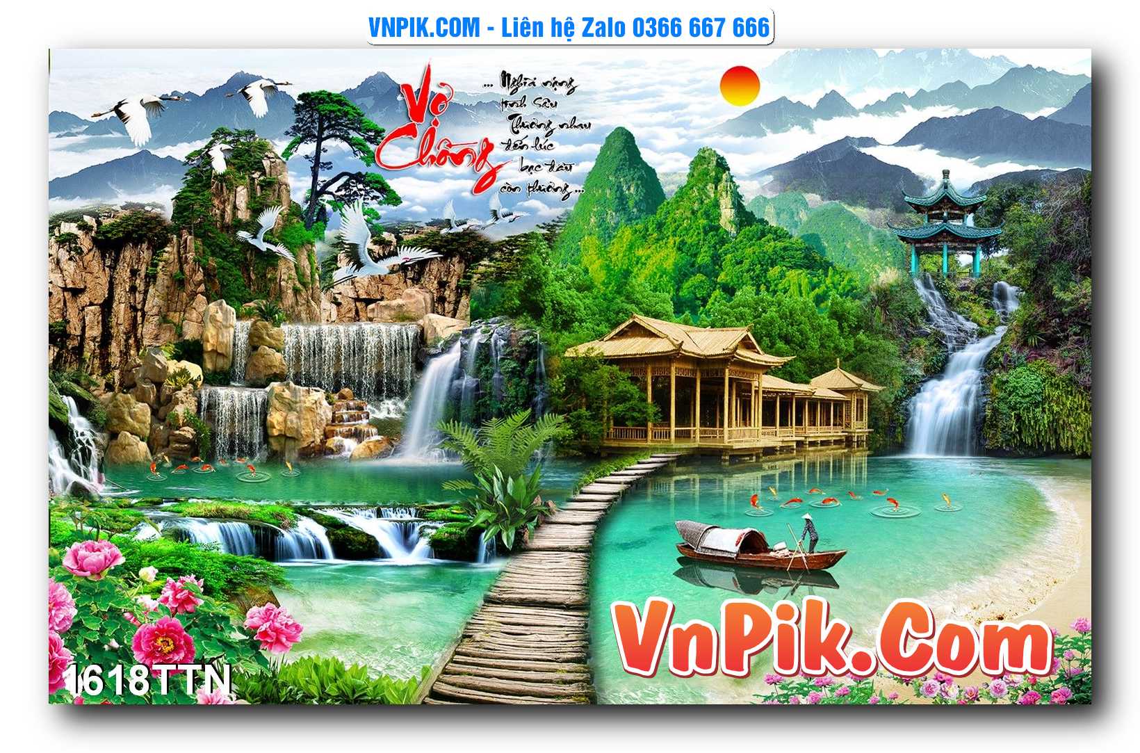 Tranh thác nước – Tranh phong thủy – Tranh treo tường mã 1618TTN