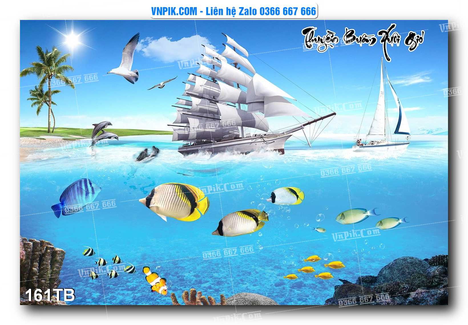 Tranh thuận buồm xuôi gió file PSD mẫu 161TB