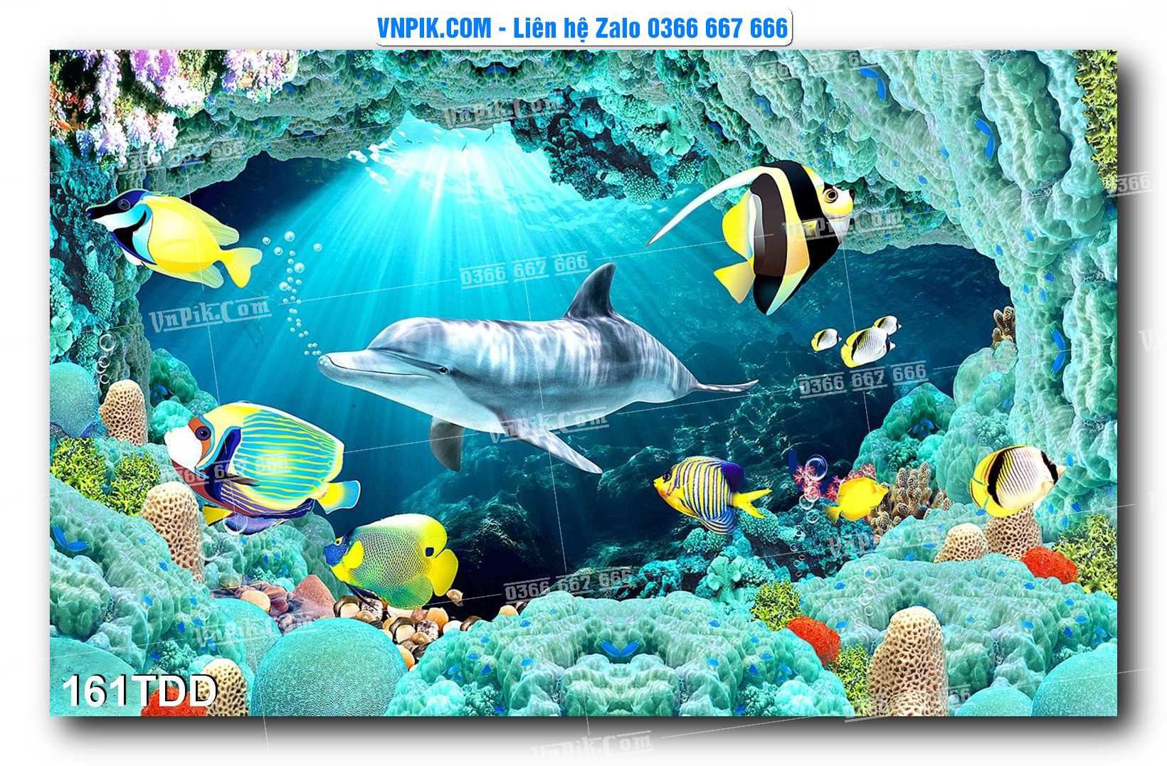 Tranh đại dương – cá heo 3D – tranh bể cá 161TDD
