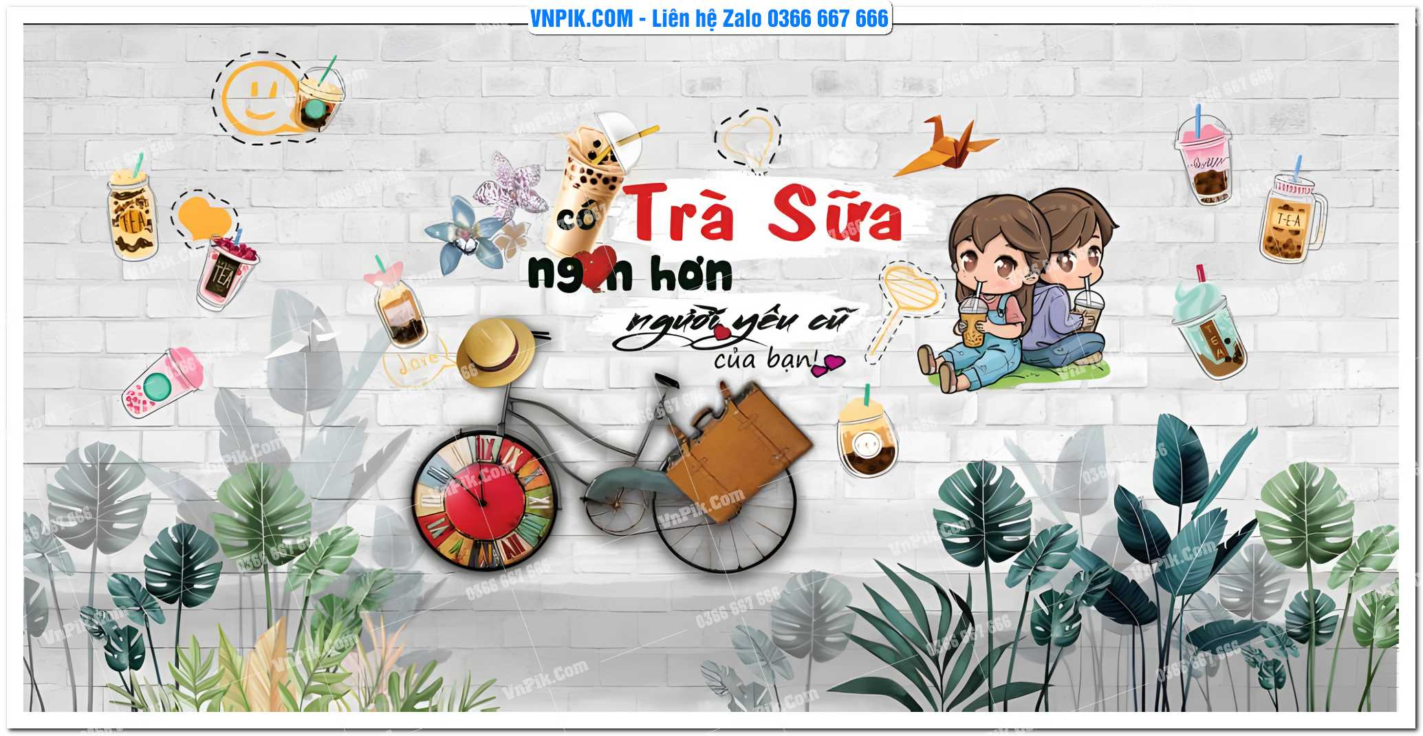 Tranh tường trang trí quán cà phê – trà chanh – trà sữa mã 1620CF