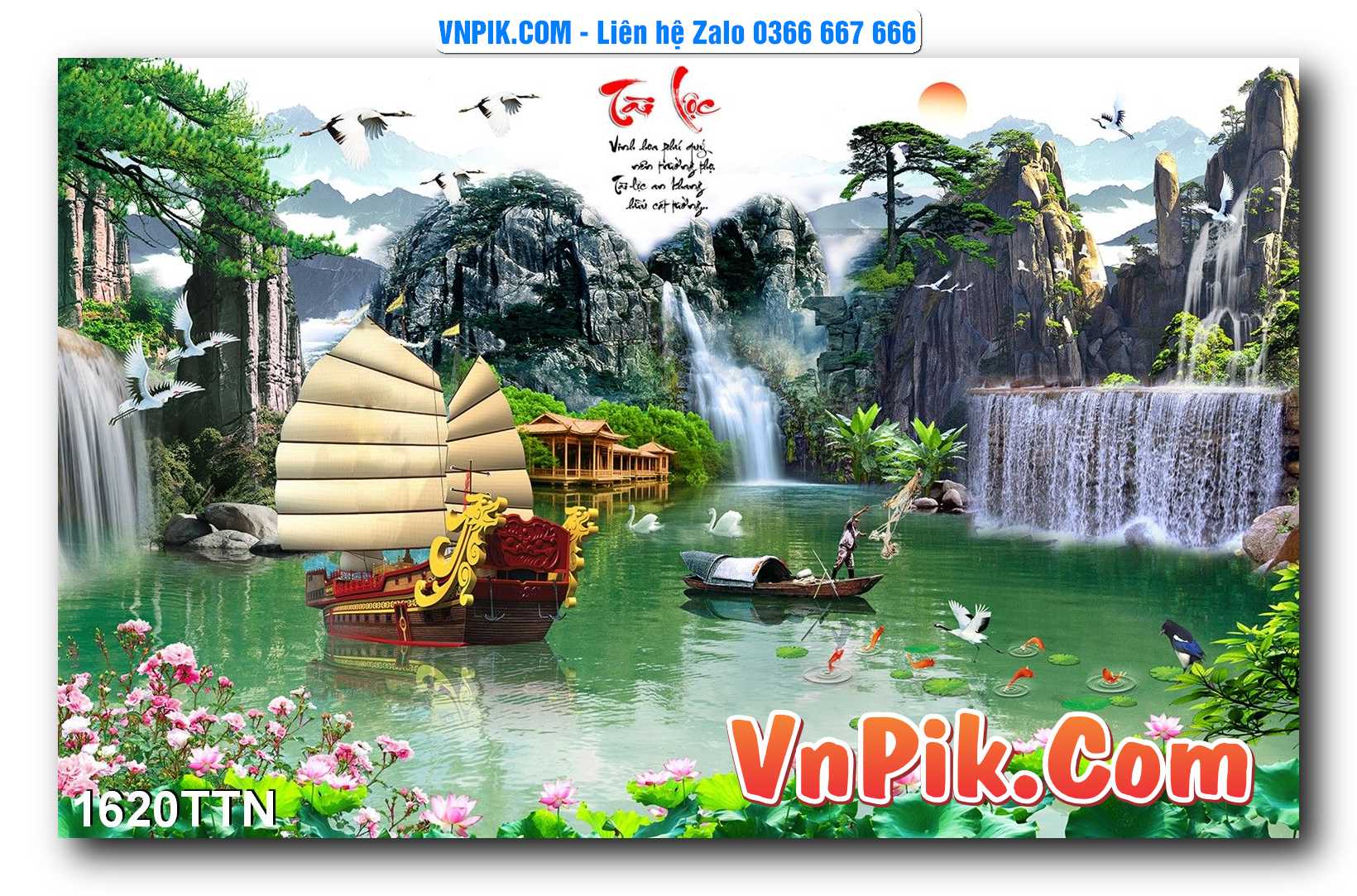 Tranh thác nước – Tranh phong thủy – Tranh treo tường mã 1620TTN
