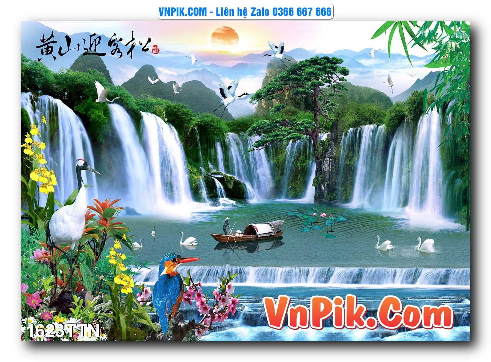 Tranh thác nước – Tranh phong thủy – Tranh treo tường mã 1623TTN