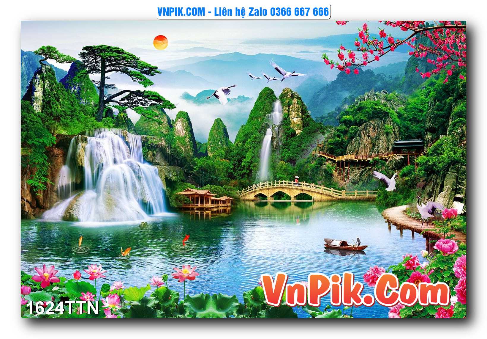 Tranh thác nước – Tranh phong thủy – Tranh treo tường mã 1624TTN