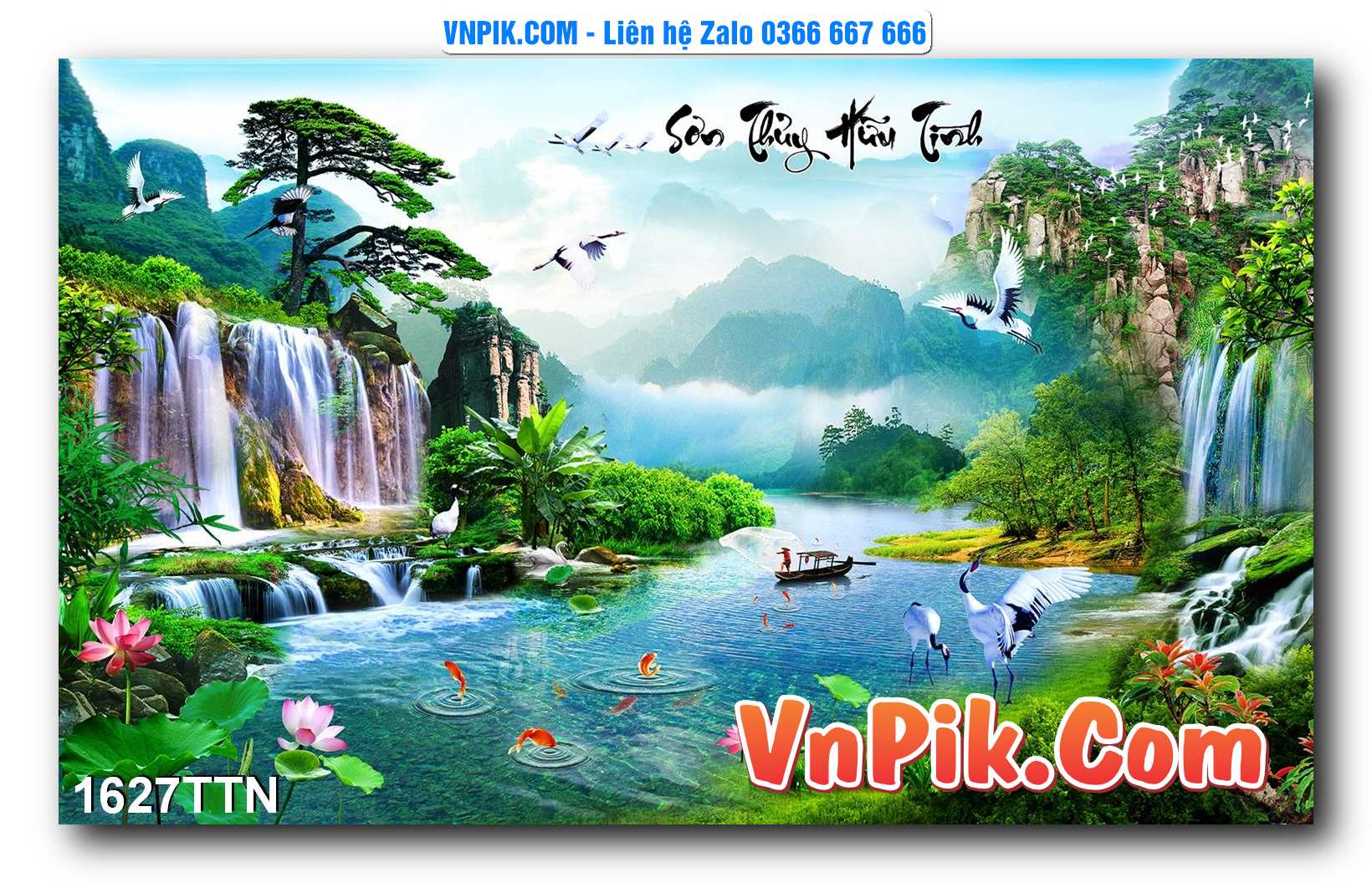 Tranh thác nước – Tranh phong thủy – Tranh treo tường mã 1627TTN