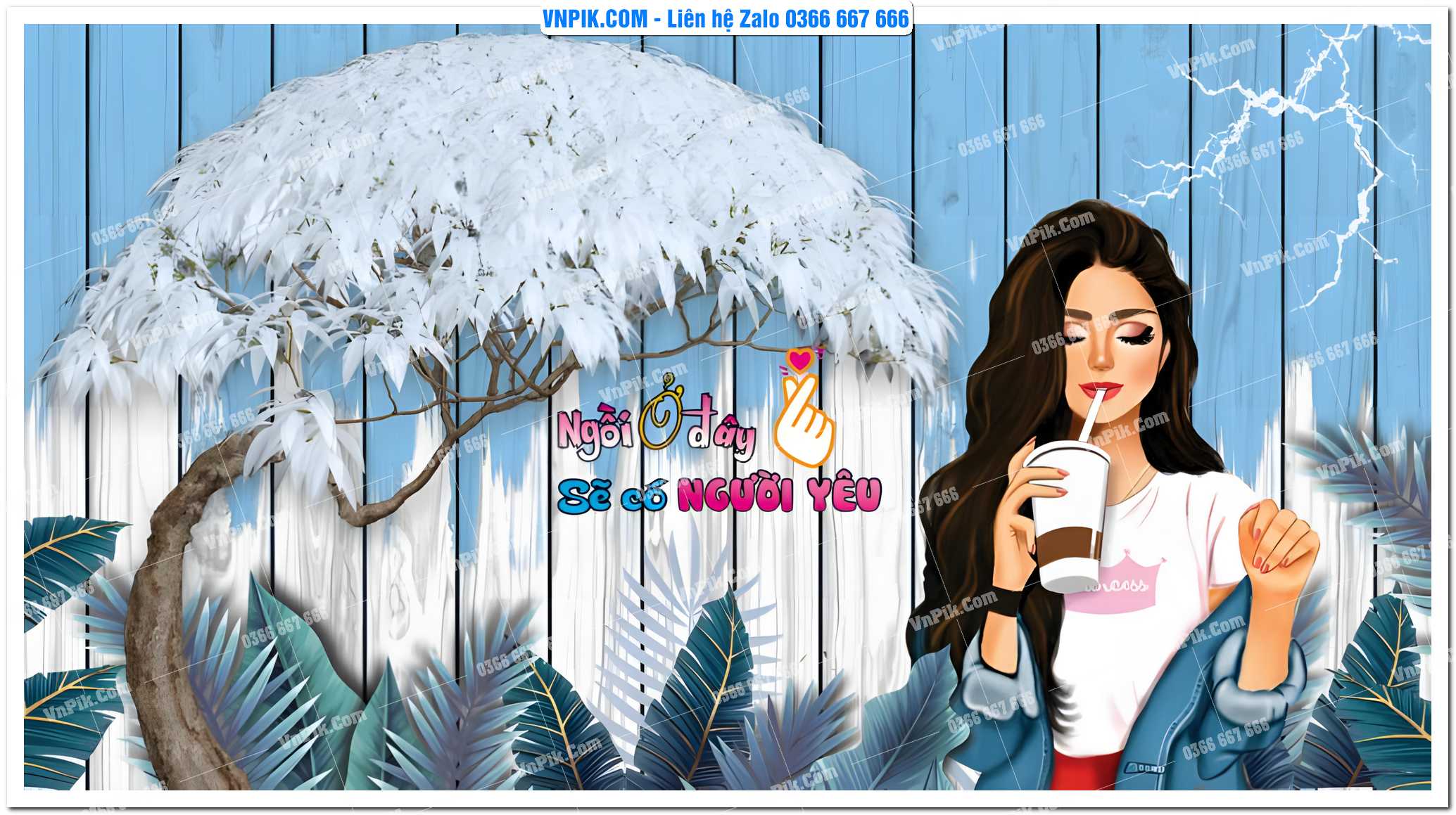 Tranh tường trang trí quán cà phê – trà chanh – trà sữa mã 1628CF