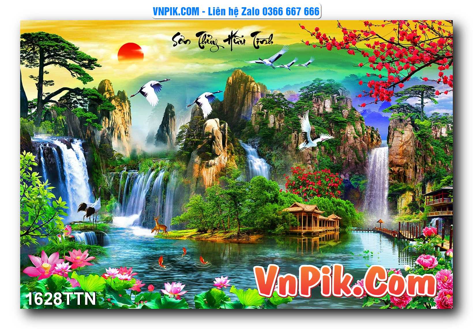 Tranh thác nước – Tranh phong thủy – Tranh treo tường mã 1628TTN