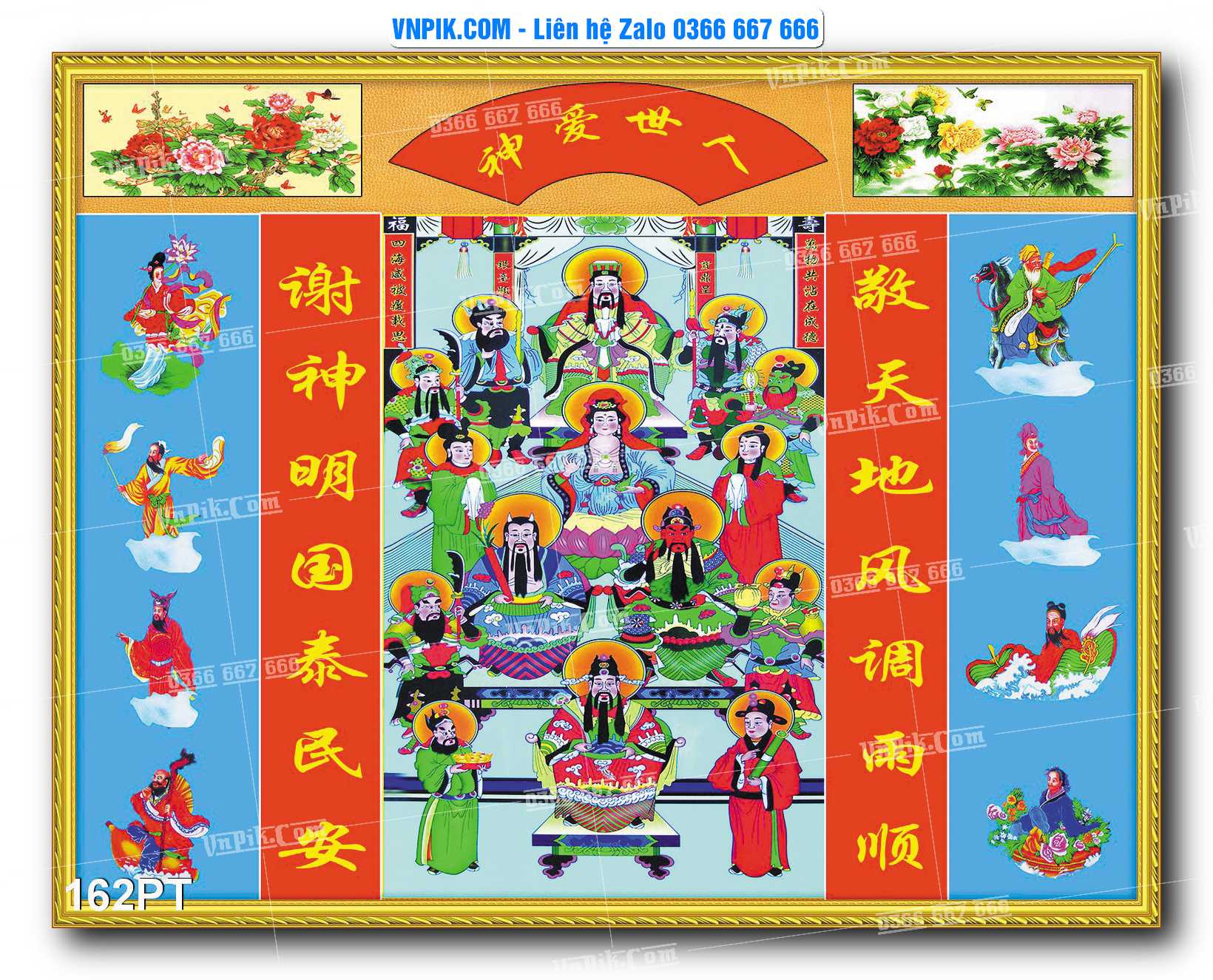 Tranh dán phòng thờ, bàn thờ, tranh mâm ngũ quả mẫu số 162PT