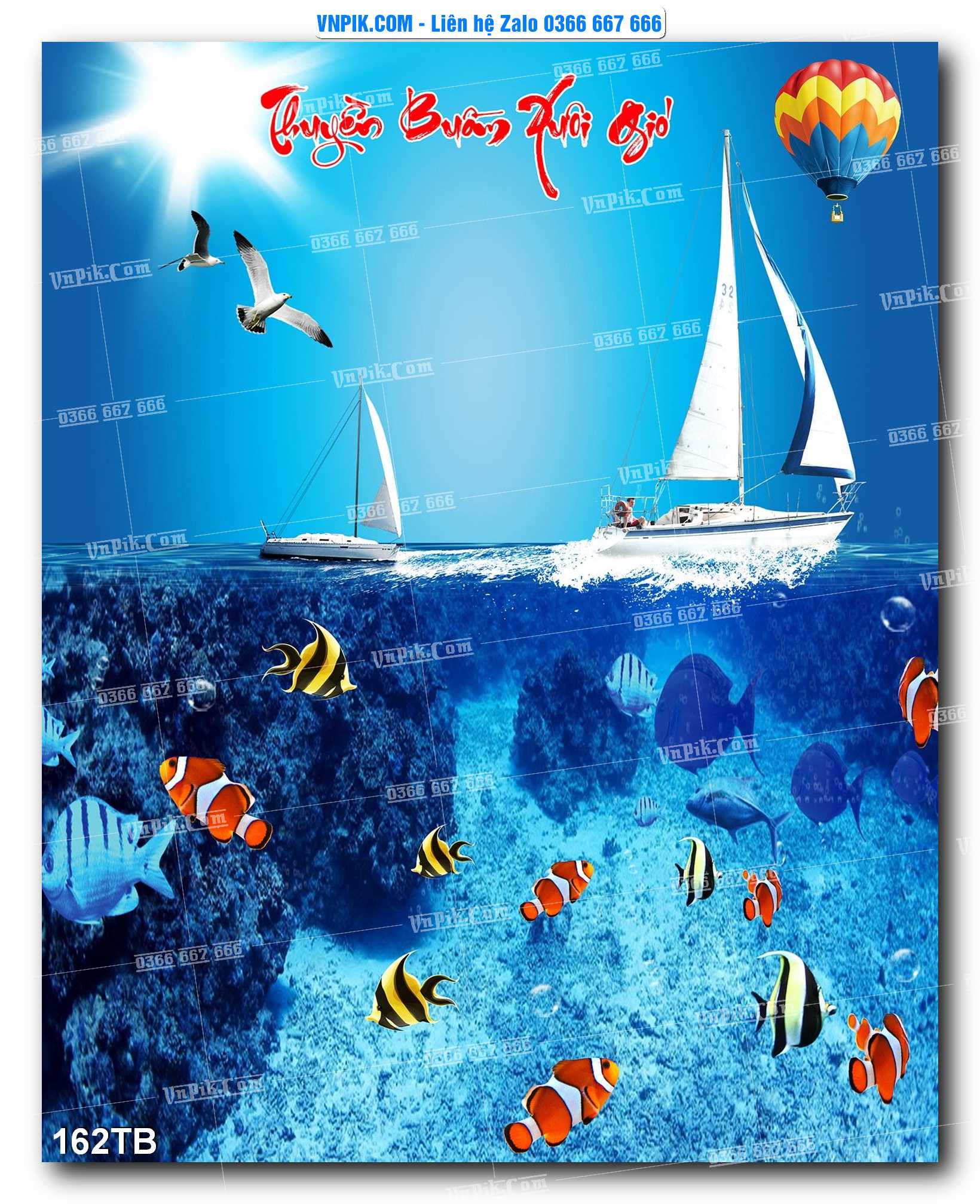 Tranh thuận buồm xuôi gió file PSD mẫu 162TB
