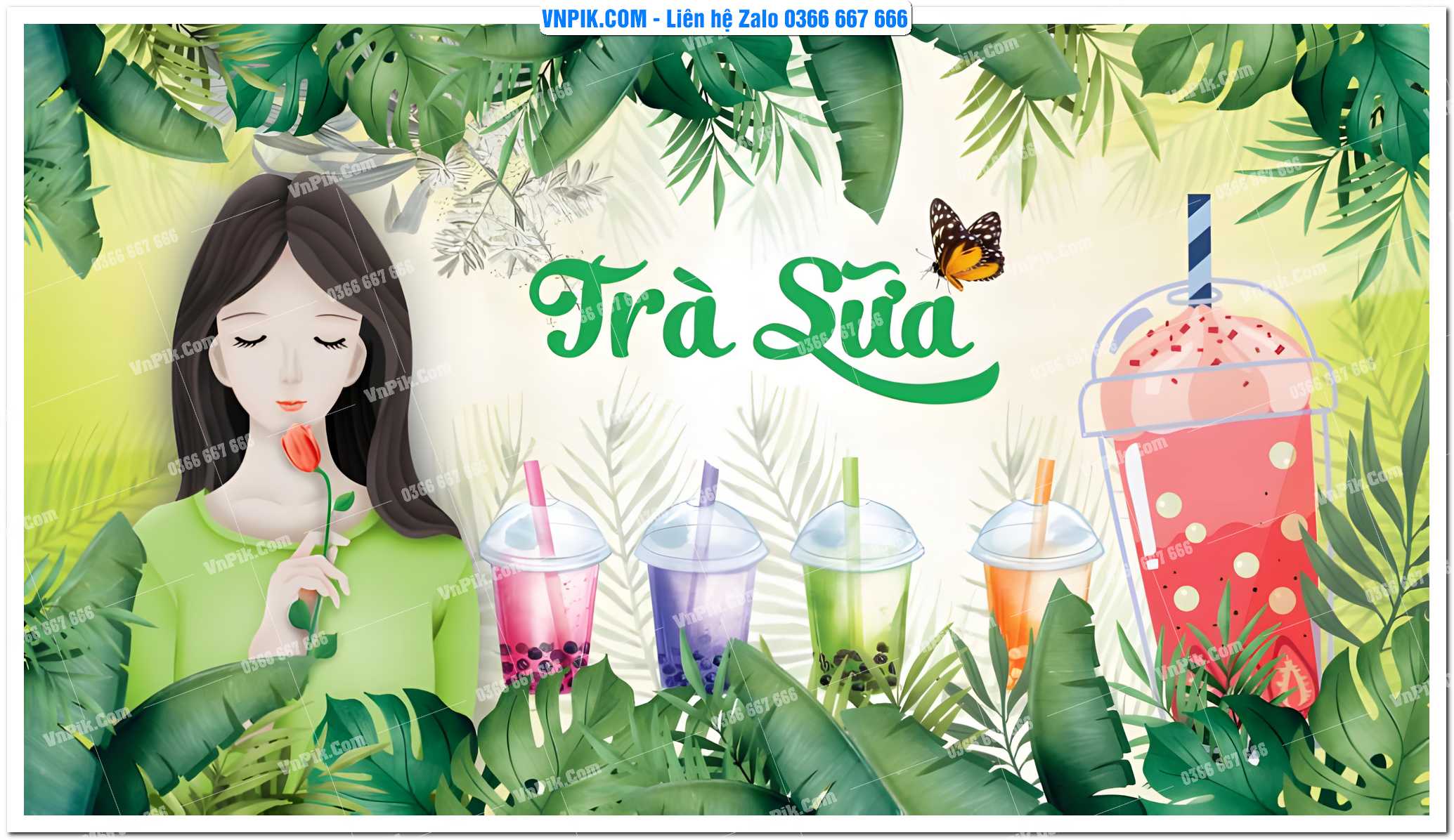 Tranh tường trang trí quán cà phê – trà chanh – trà sữa mã 1632CF