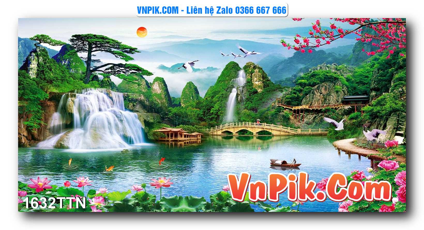 Tranh thác nước – Tranh phong thủy – Tranh treo tường mã 1632TTN
