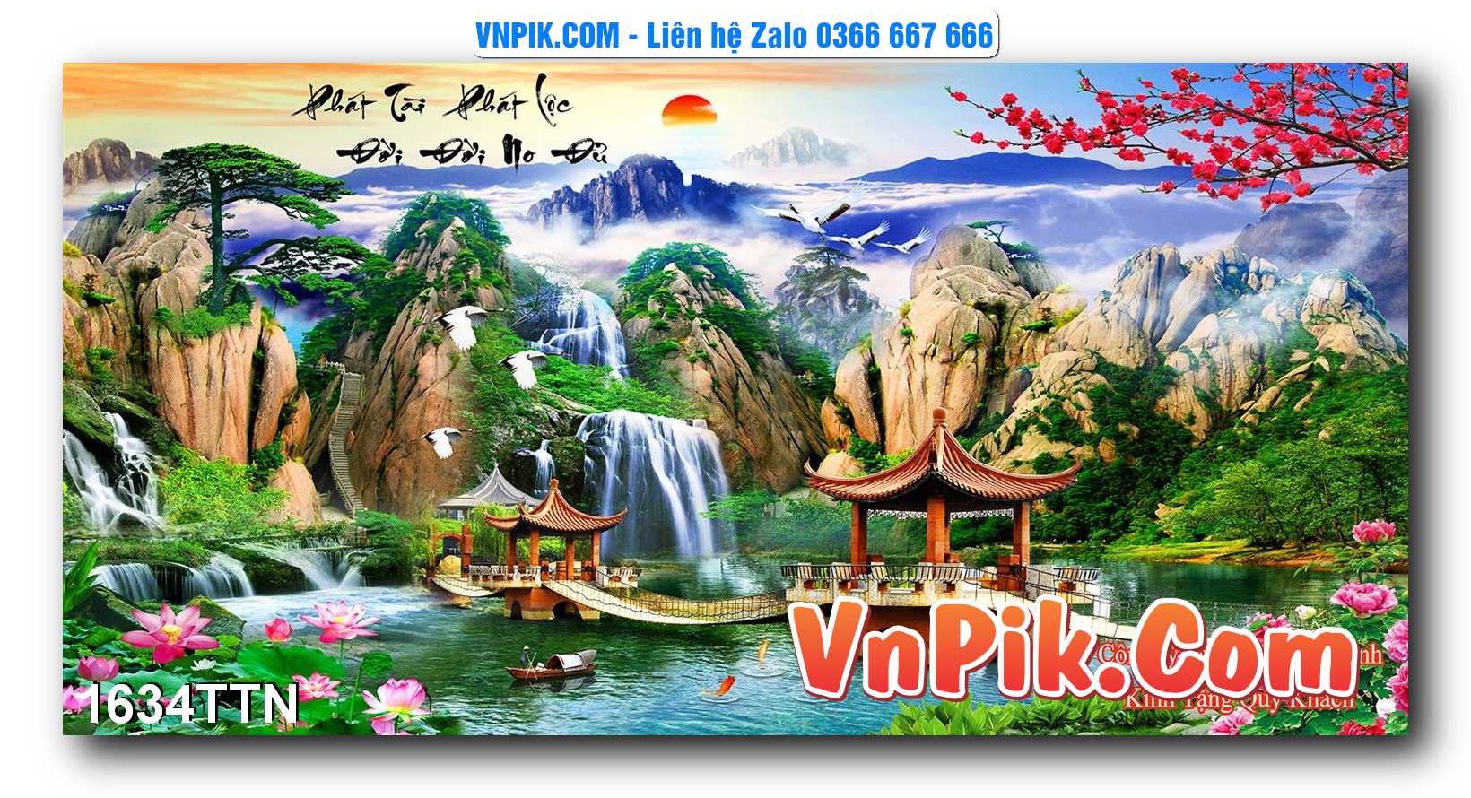Tranh thác nước – Tranh phong thủy – Tranh treo tường mã 1634TTN