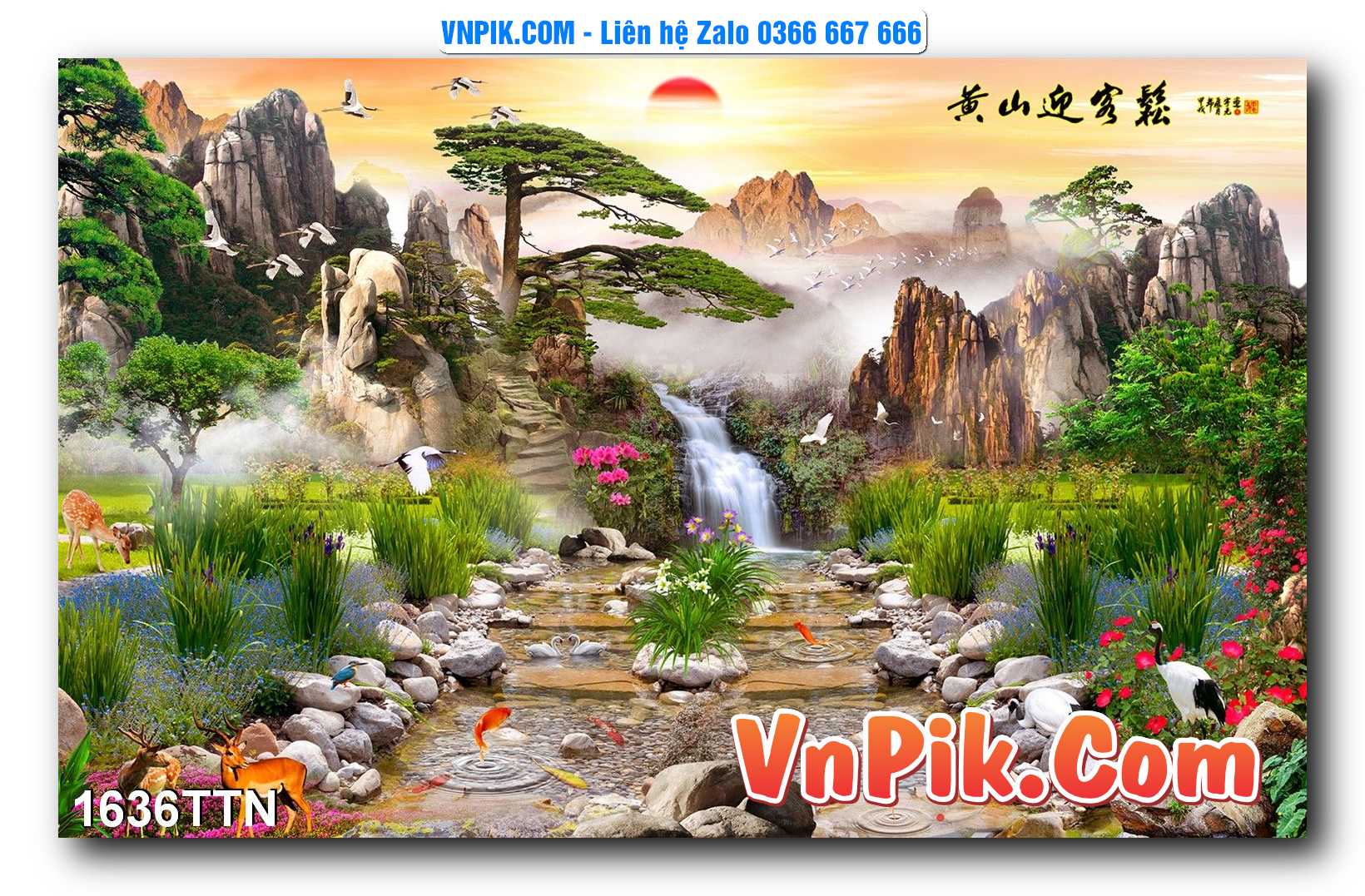 Tranh thác nước – Tranh phong thủy – Tranh treo tường mã 1636TTN
