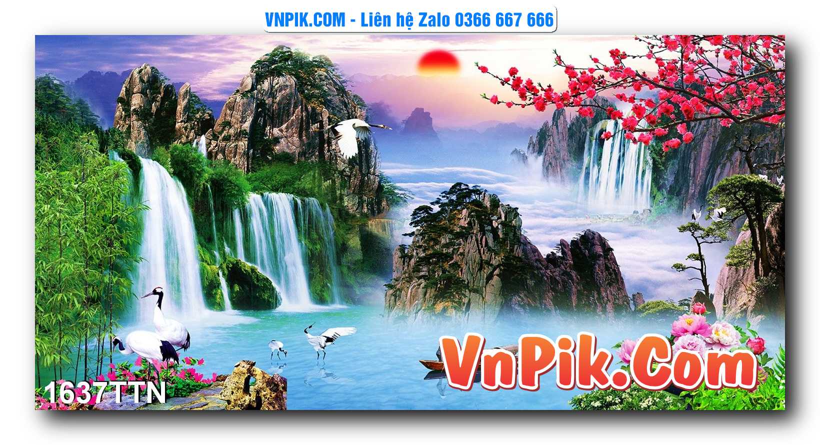 Tranh thác nước – Tranh phong thủy – Tranh treo tường mã 1637TTN