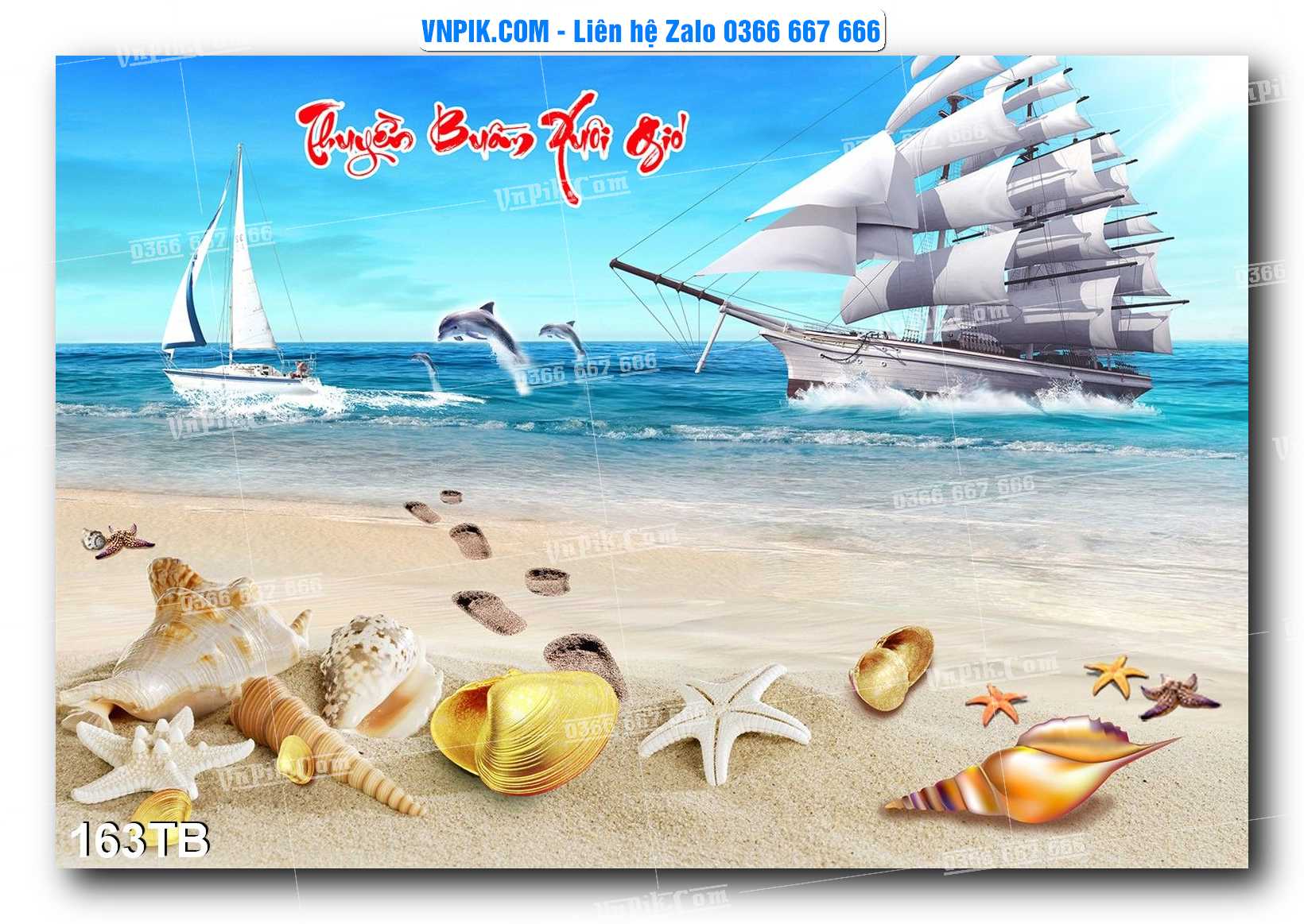 Tranh thuận buồm xuôi gió file PSD mẫu 163TB