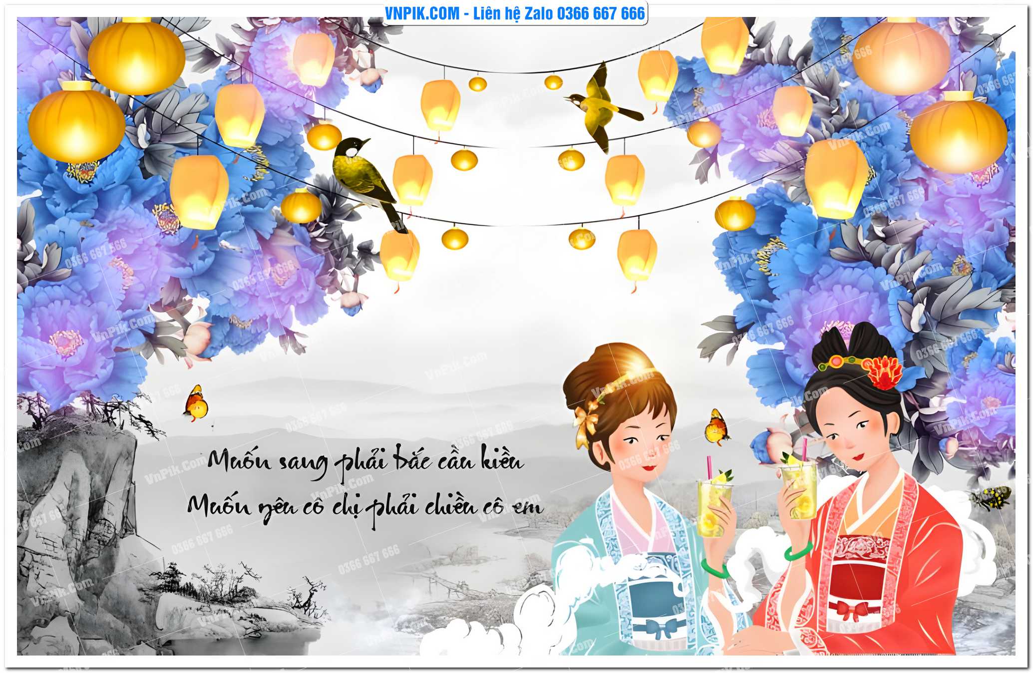 Tranh tường trang trí quán cà phê – trà chanh – trà sữa mã 1641CF