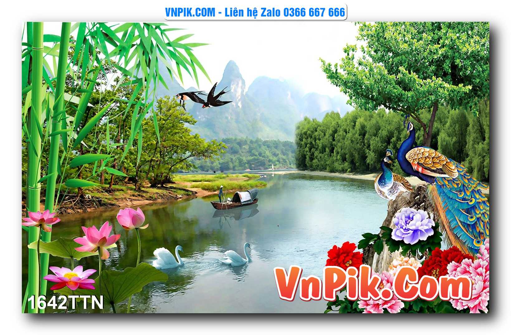 Tranh thác nước – Tranh phong thủy – Tranh treo tường mã 1642TTN
