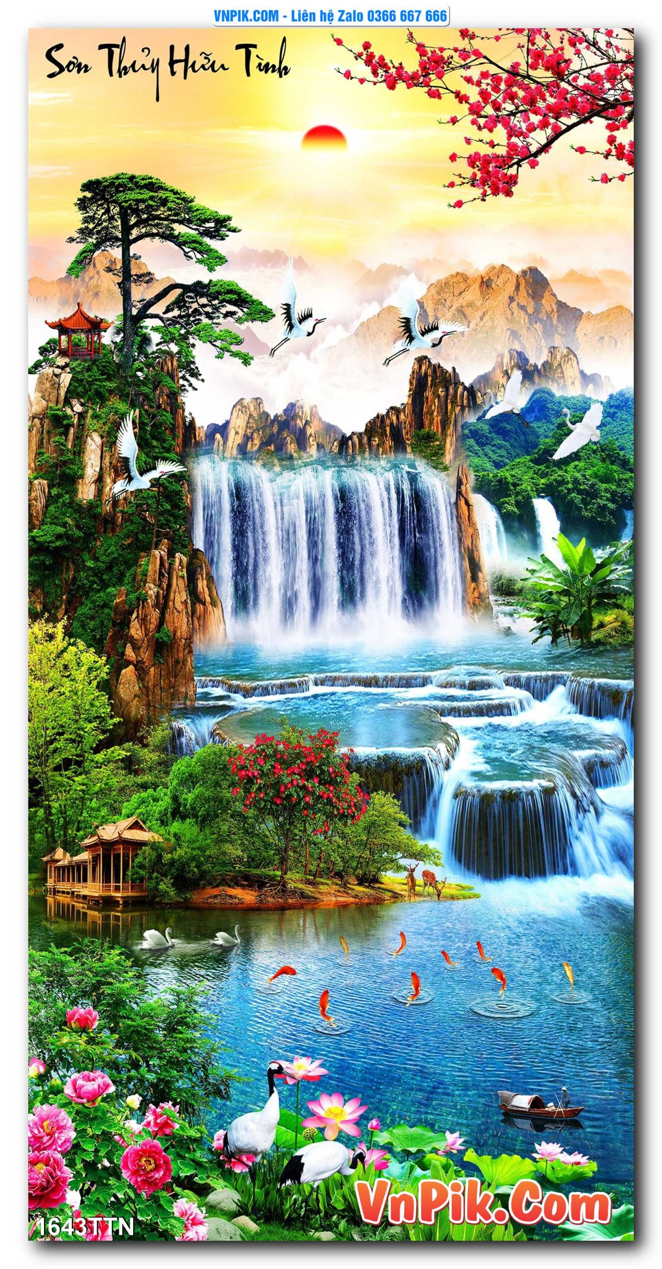 Tranh thác nước – Tranh phong thủy – Tranh treo tường mã 1643TTN