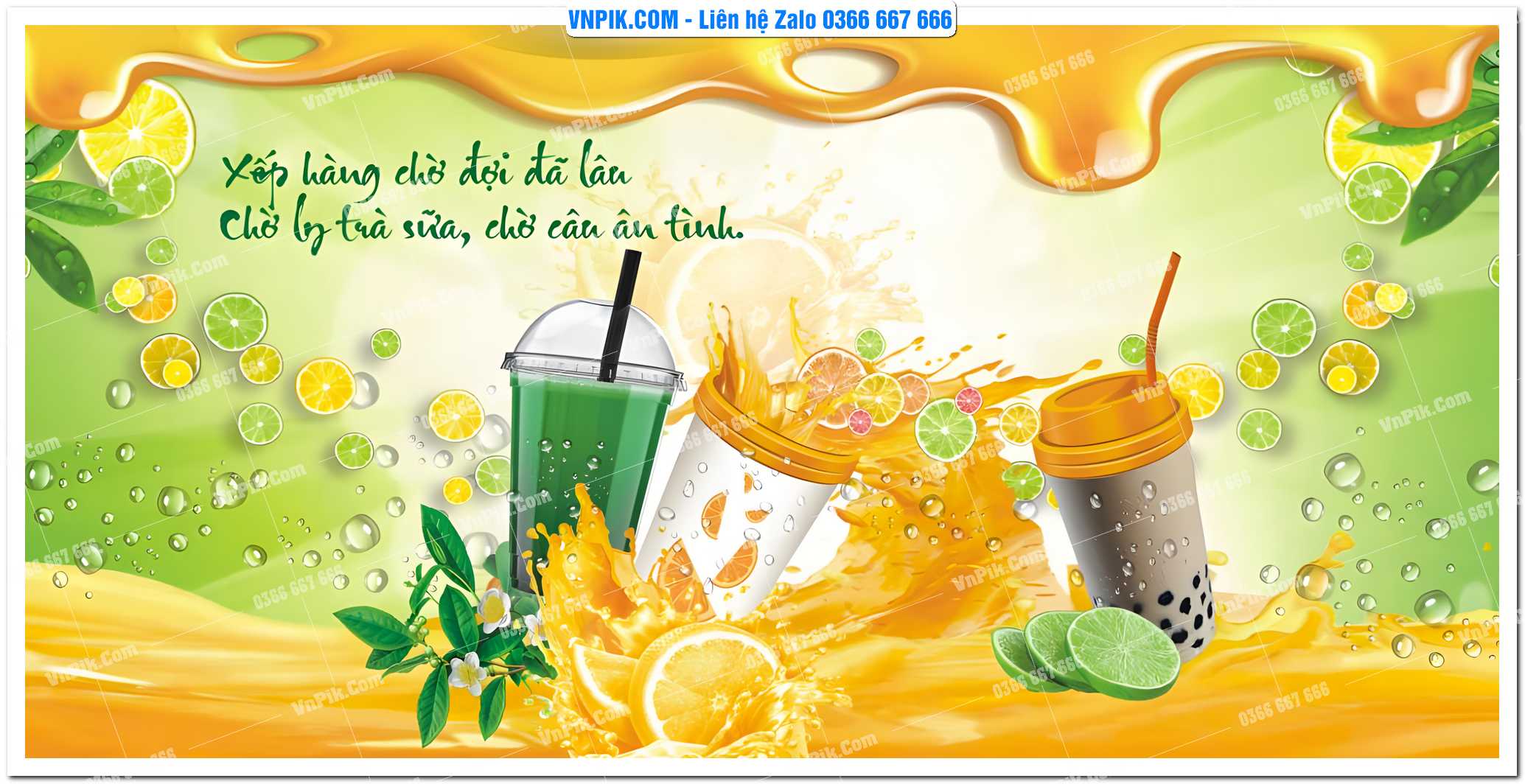 Tranh tường trang trí quán cà phê – trà chanh – trà sữa mã 1646CF