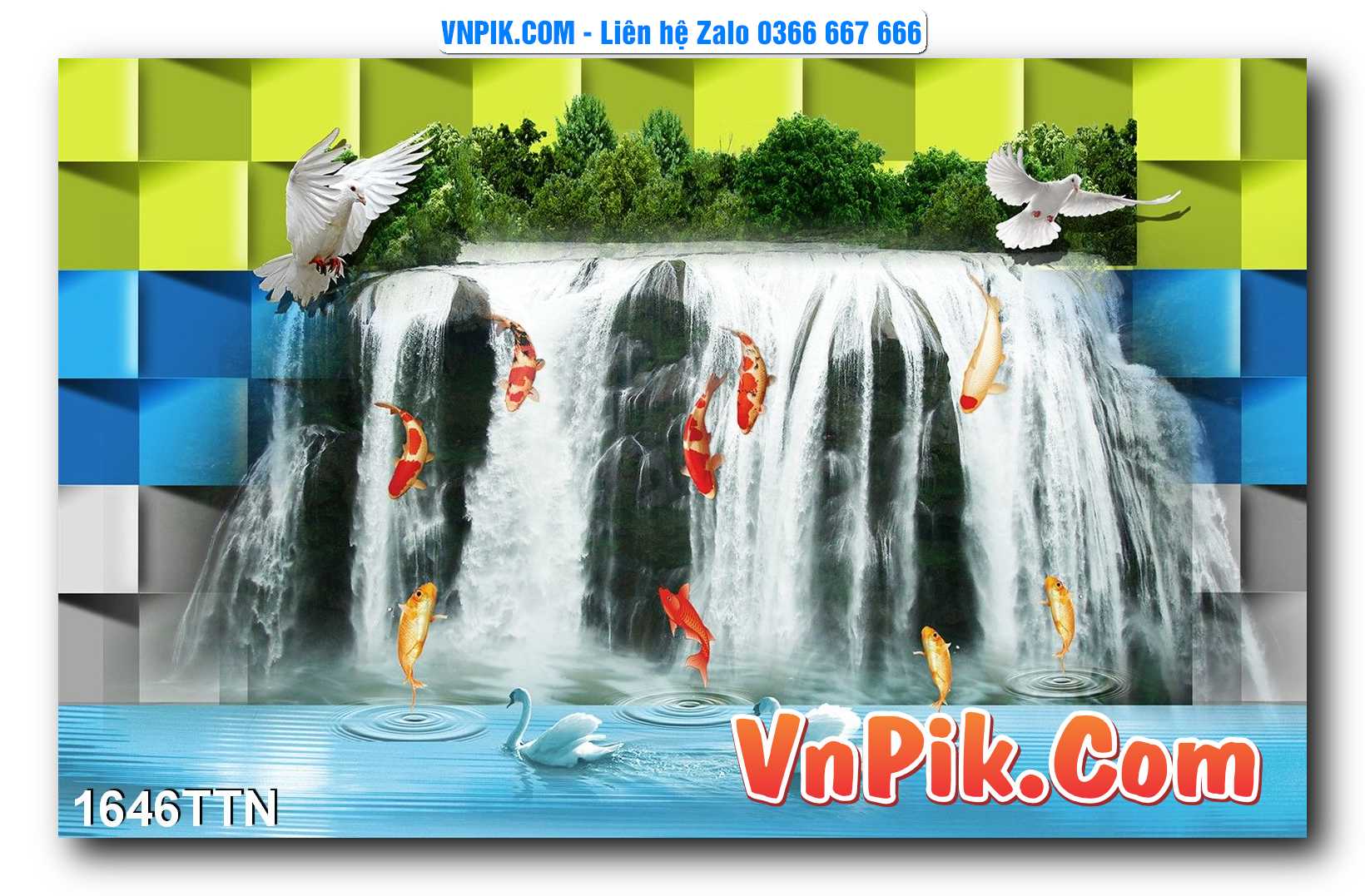 Tranh thác nước – Tranh phong thủy – Tranh treo tường mã 1646TTN