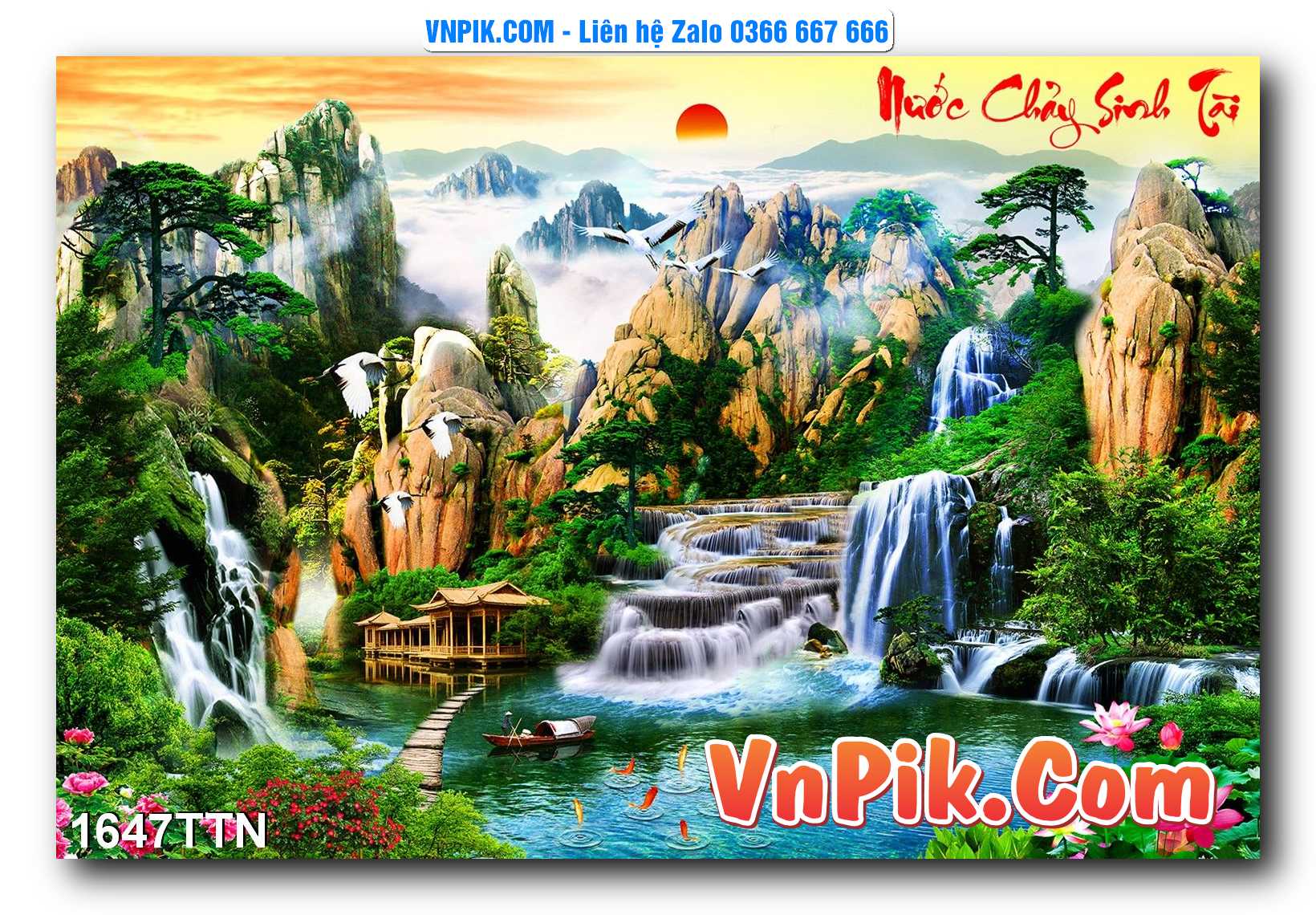 Tranh thác nước – Tranh phong thủy – Tranh treo tường mã 1647TTN