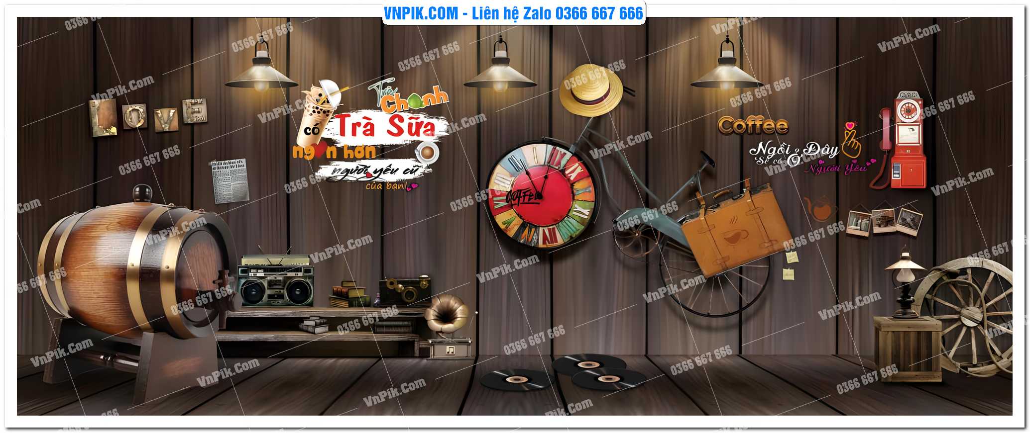 Tranh tường trang trí quán cà phê – trà chanh – trà sữa mã 1648CF