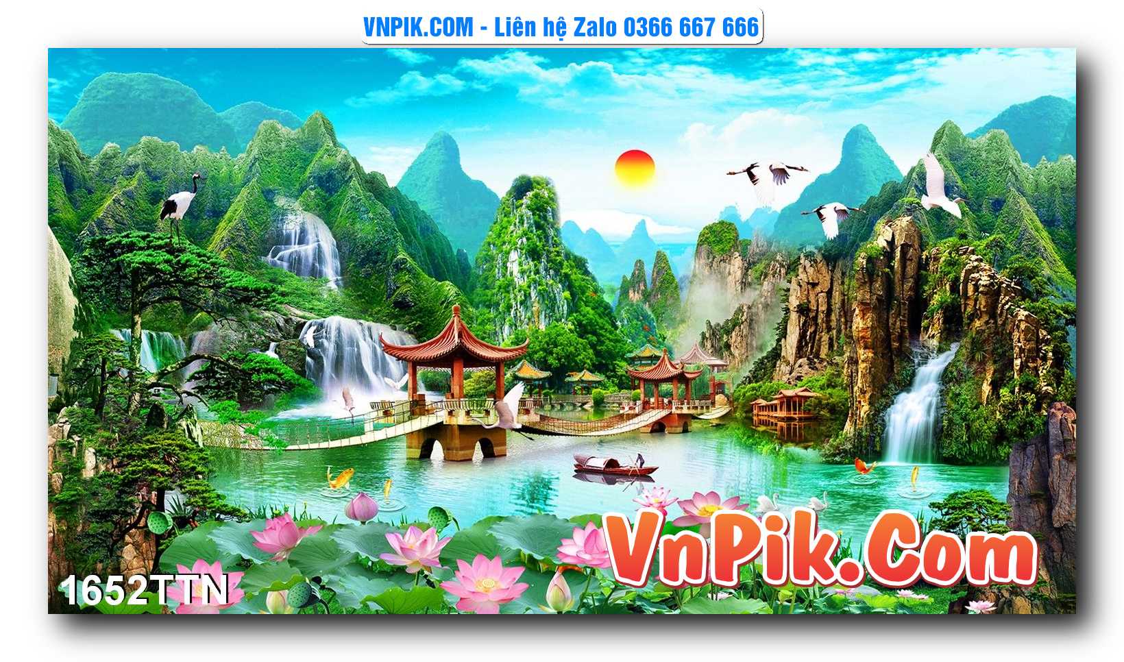 Tranh thác nước – Tranh phong thủy – Tranh treo tường mã 1652TTN