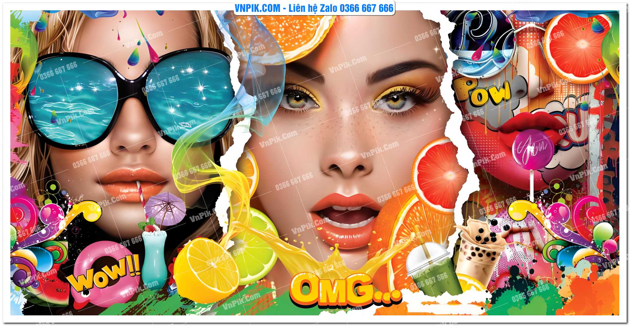 Tranh tường trang trí quán cà phê – trà chanh – trà sữa mã 1655CF