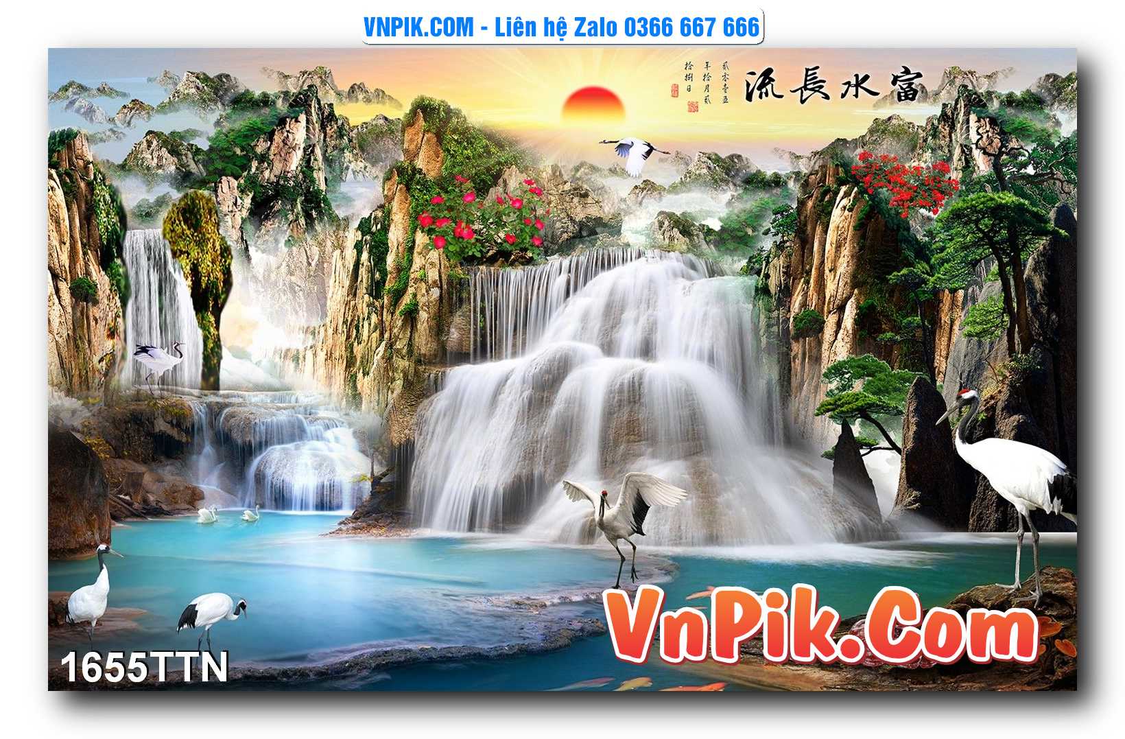 Tranh thác nước – Tranh phong thủy – Tranh treo tường mã 1655TTN