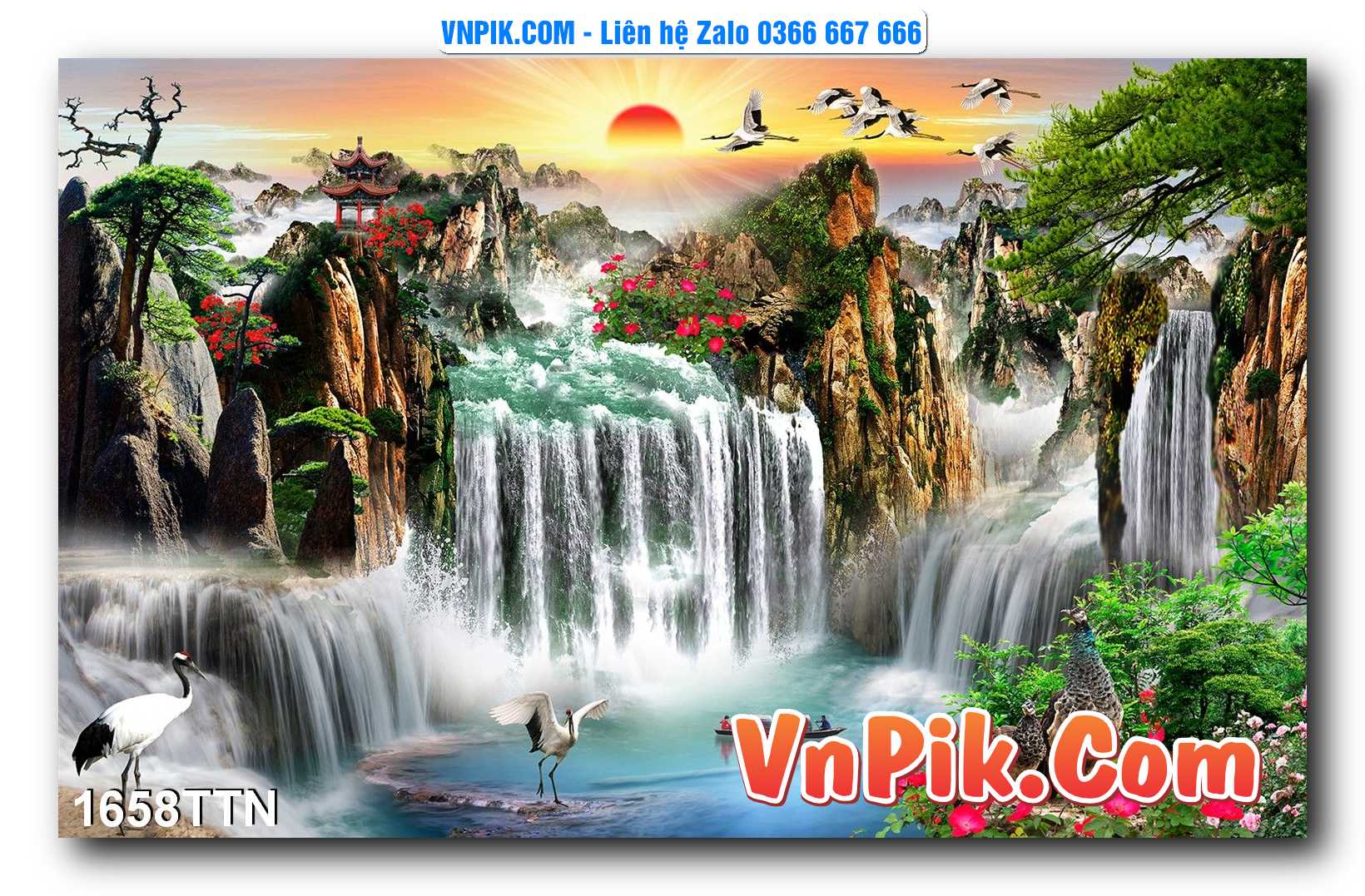 Tranh thác nước – Tranh phong thủy – Tranh treo tường mã 1658TTN