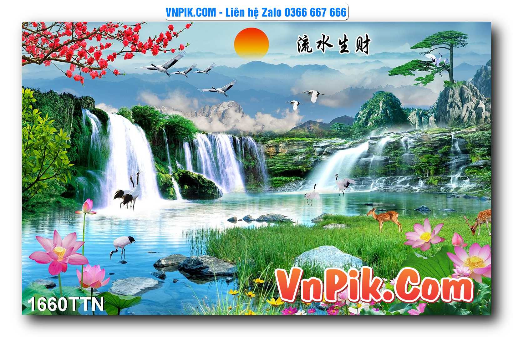 Tranh thác nước – Tranh phong thủy – Tranh treo tường mã 1660TTN