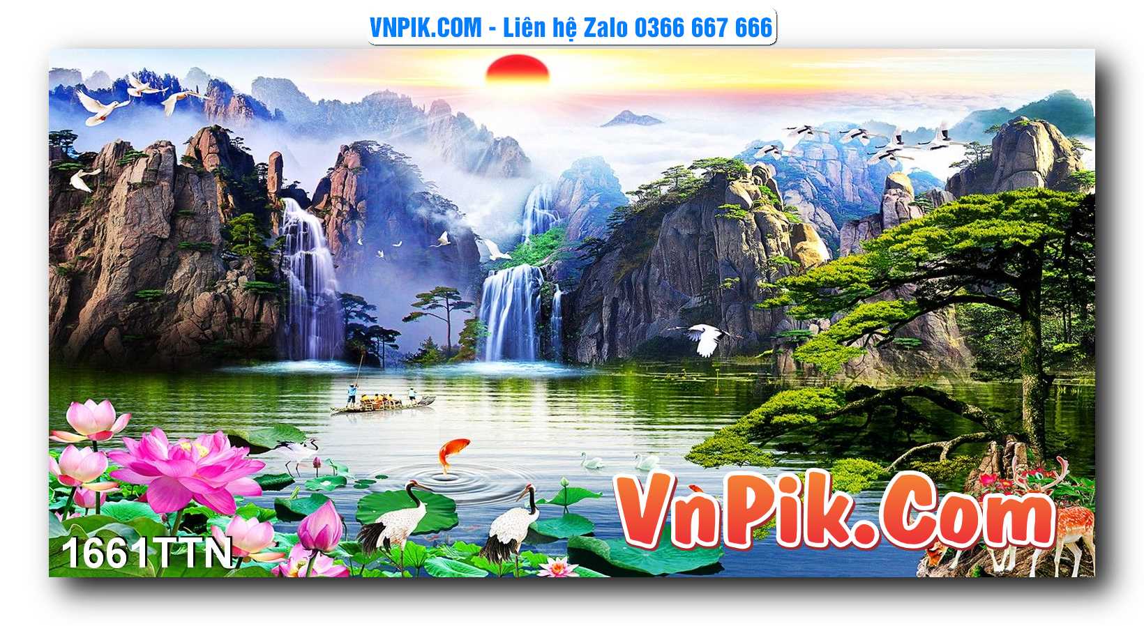 Tranh thác nước – Tranh phong thủy – Tranh treo tường mã 1661TTN