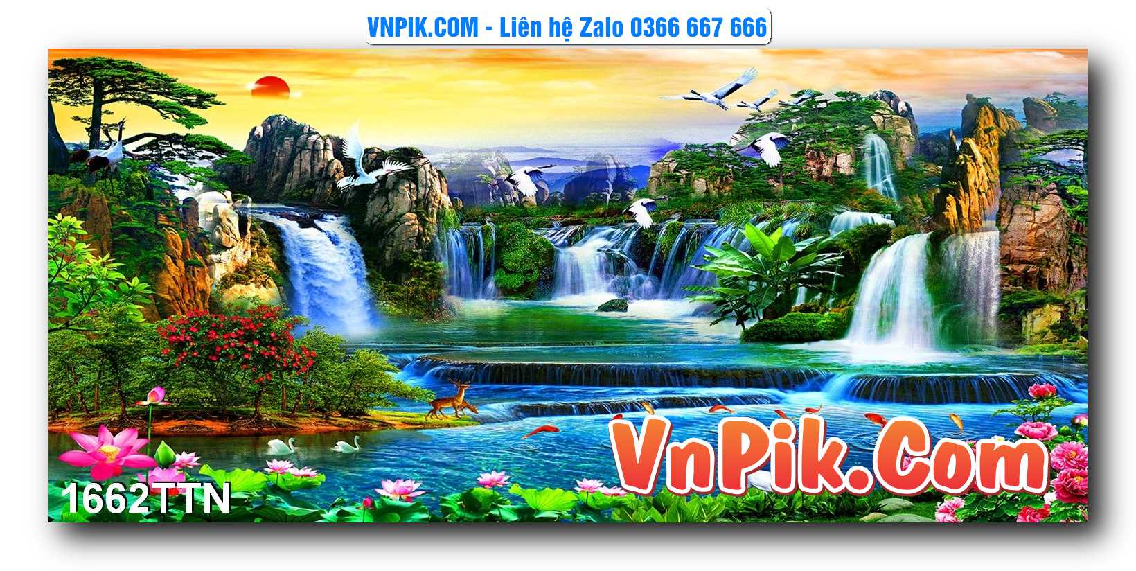 Tranh thác nước – Tranh phong thủy – Tranh treo tường mã 1662TTN