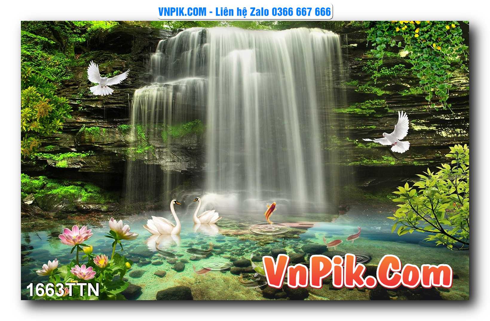 Tranh thác nước – Tranh phong thủy – Tranh treo tường mã 1663TTN