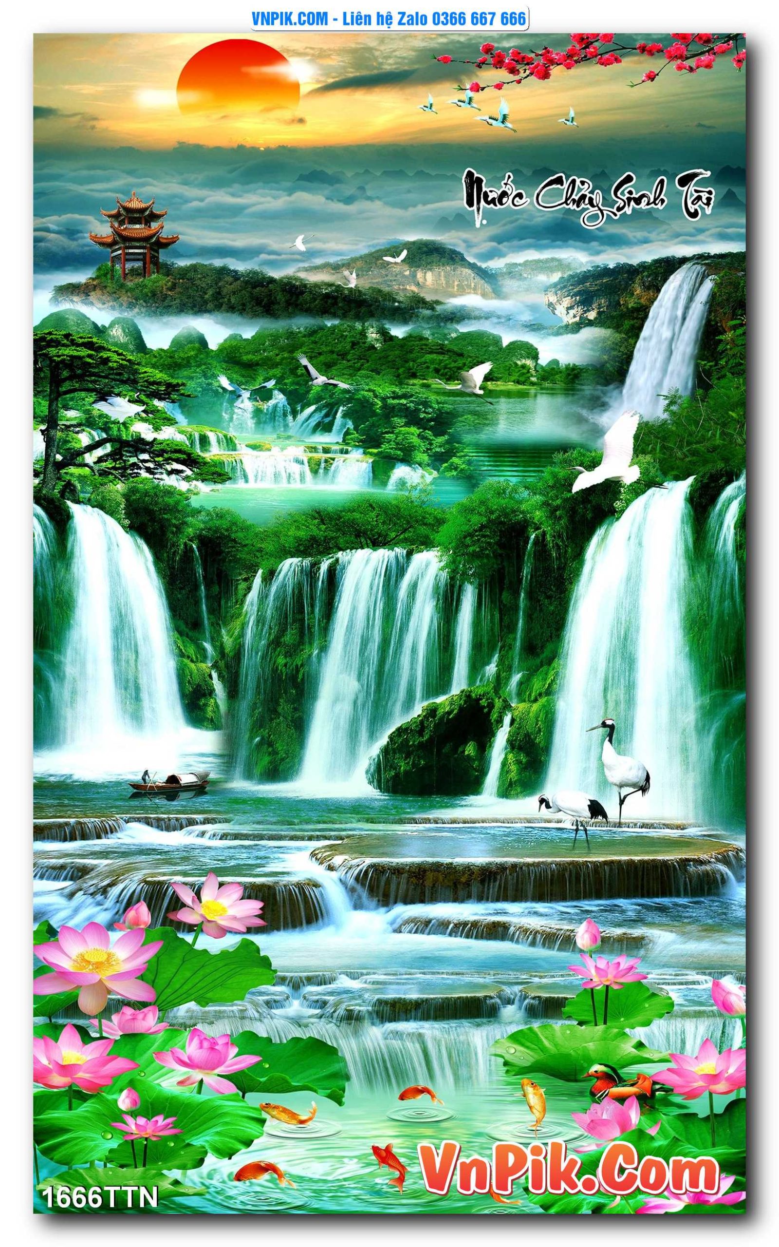 Tranh thác nước – Tranh phong thủy – Tranh treo tường mã 1666TTN