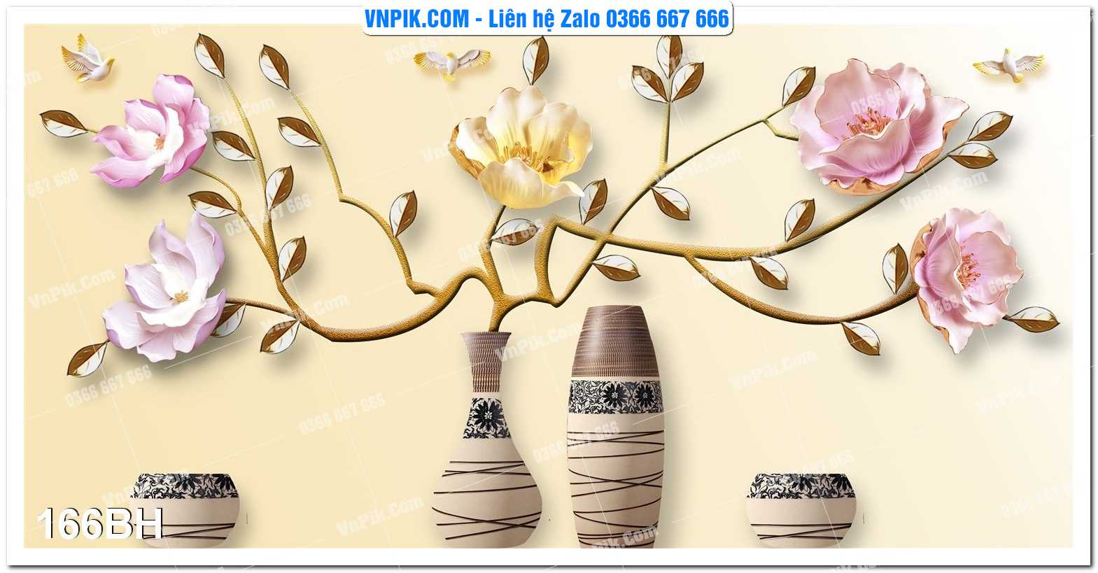 Tranh bình hoa nghệ thuật 166BH