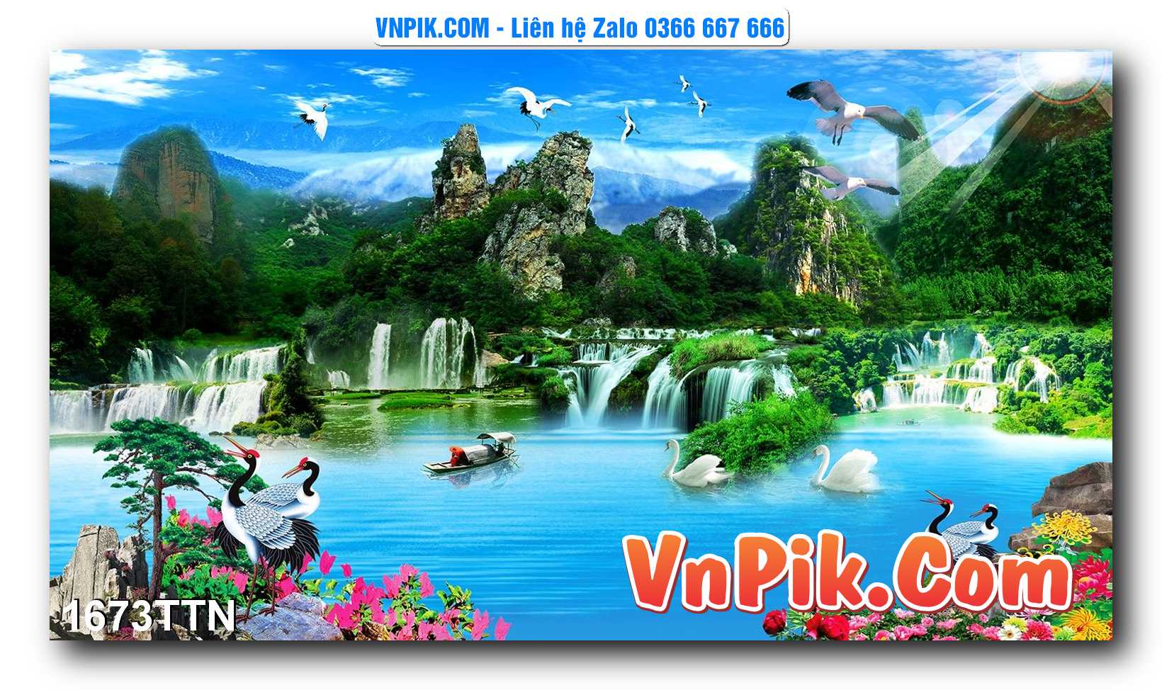 Tranh thác nước – Tranh phong thủy – Tranh treo tường mã 1673TTN