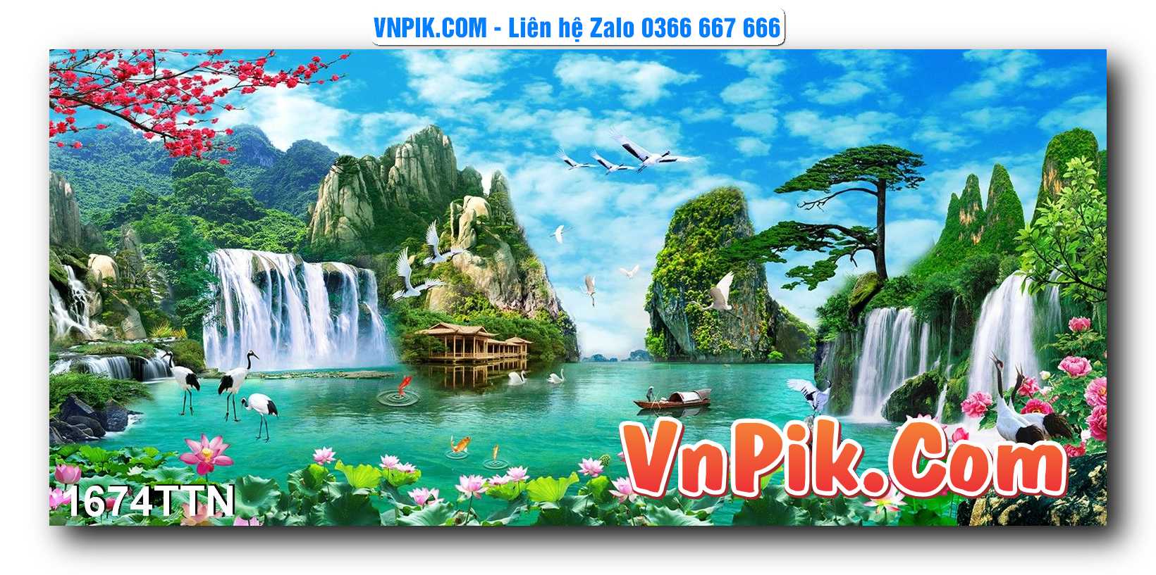 Tranh thác nước – Tranh phong thủy – Tranh treo tường mã 1674TTN