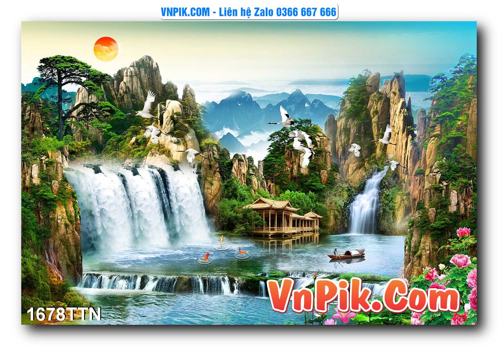 Tranh thác nước – Tranh phong thủy – Tranh treo tường mã 1678TTN