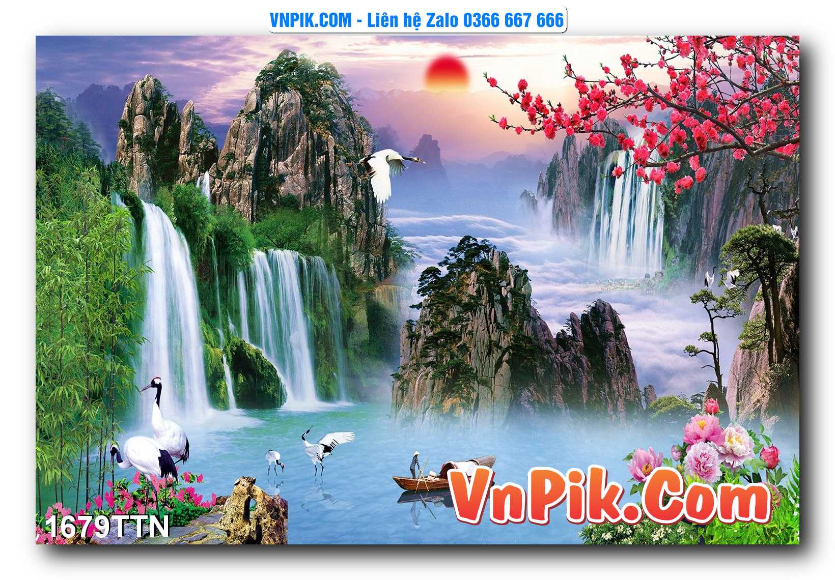 Tranh thác nước – Tranh phong thủy – Tranh treo tường mã 1679TTN