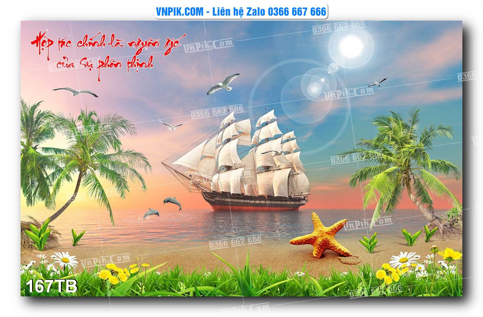 Tranh thuận buồm xuôi gió file PSD mẫu 167TB