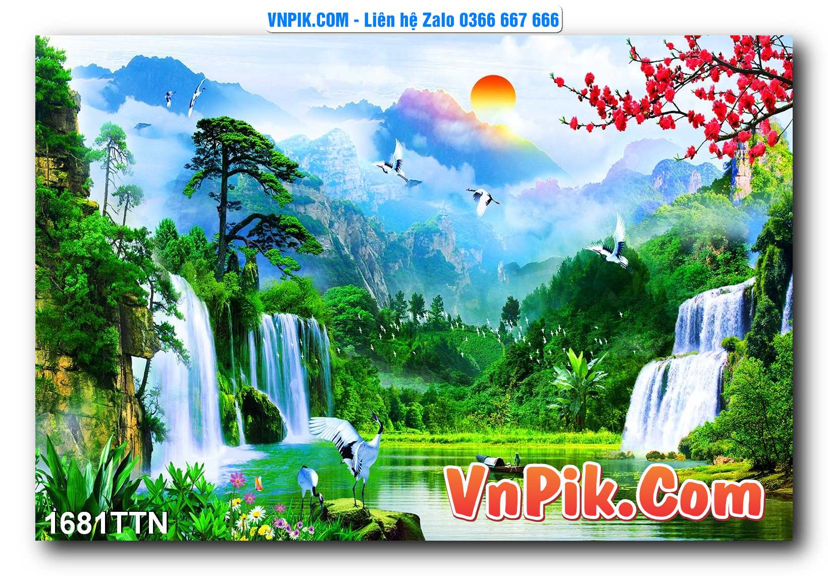 Tranh thác nước – Tranh phong thủy – Tranh treo tường mã 1681TTN