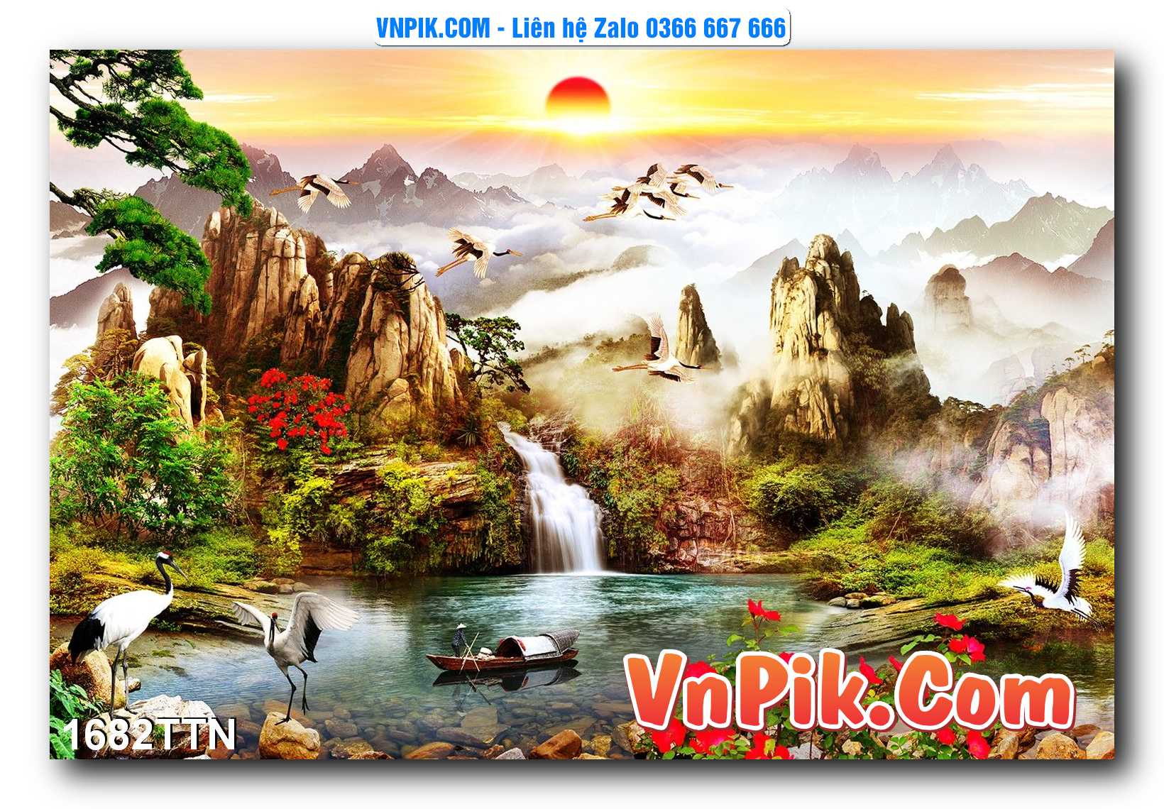 Tranh thác nước – Tranh phong thủy – Tranh treo tường mã 1682TTN