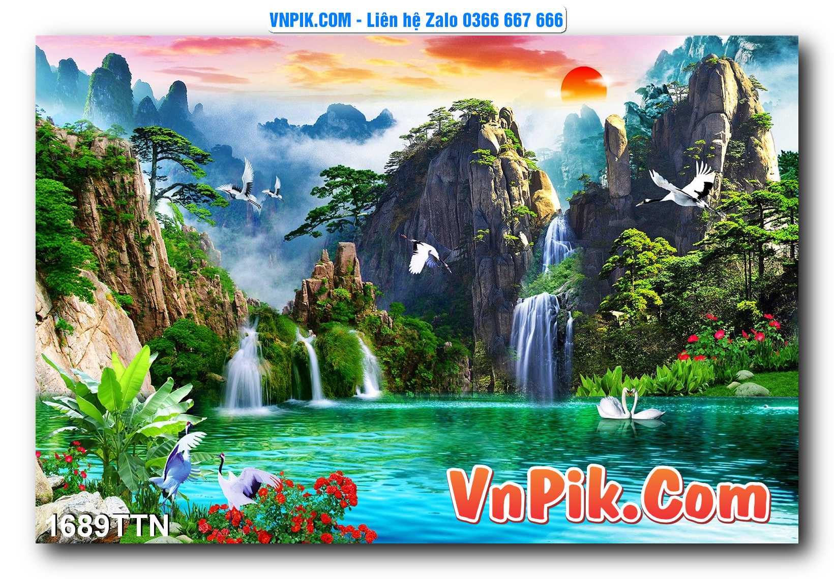 Tranh thác nước – Tranh phong thủy – Tranh treo tường mã 1689TTN
