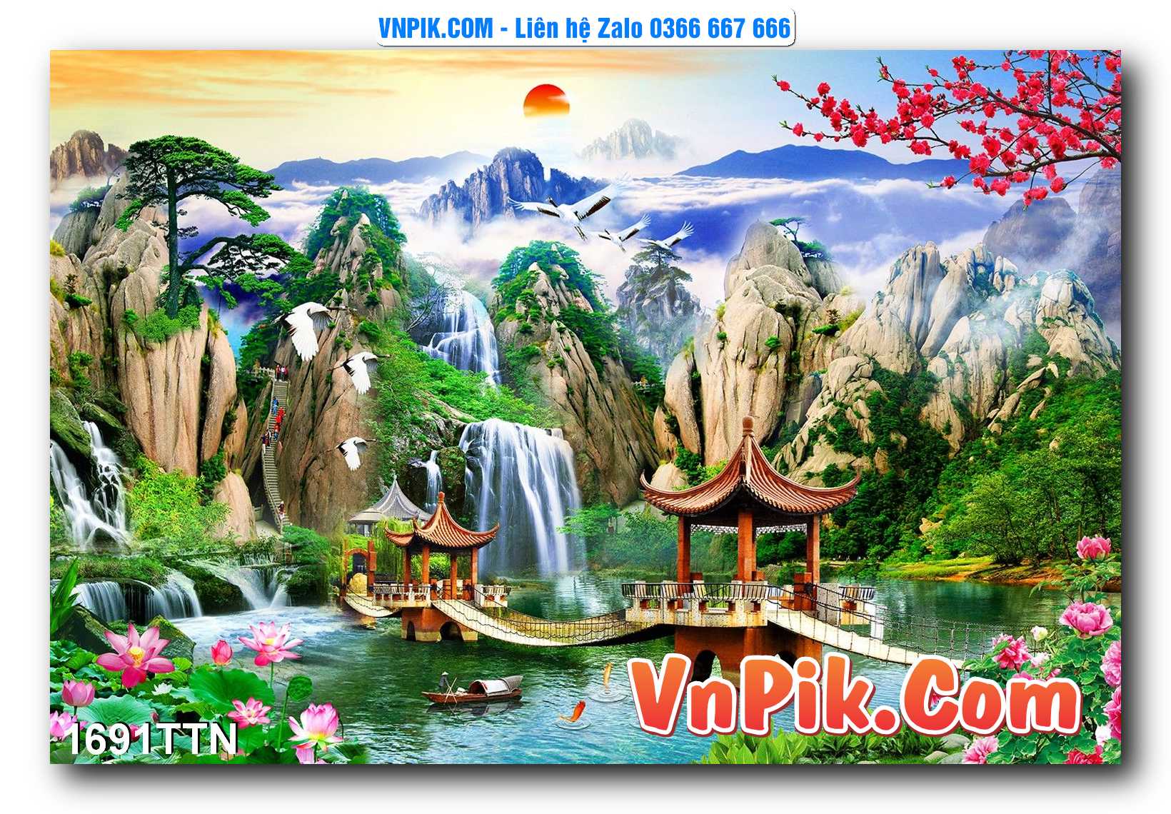 Tranh thác nước – Tranh phong thủy – Tranh treo tường mã 1691TTN