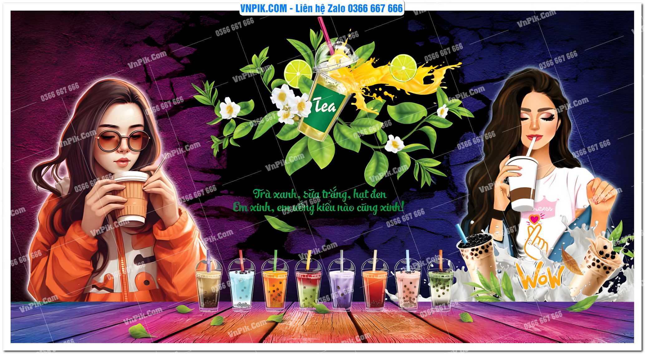 Tranh tường trang trí quán cà phê – trà chanh – trà sữa mã 1694CF