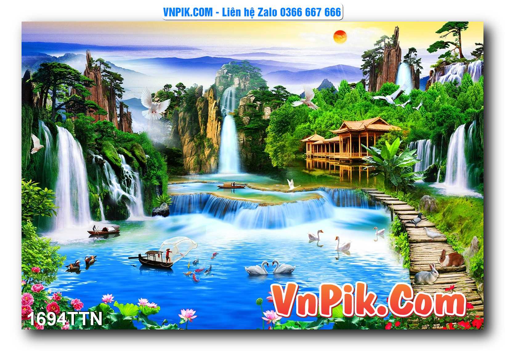 Tranh thác nước – Tranh phong thủy – Tranh treo tường mã 1694TTN